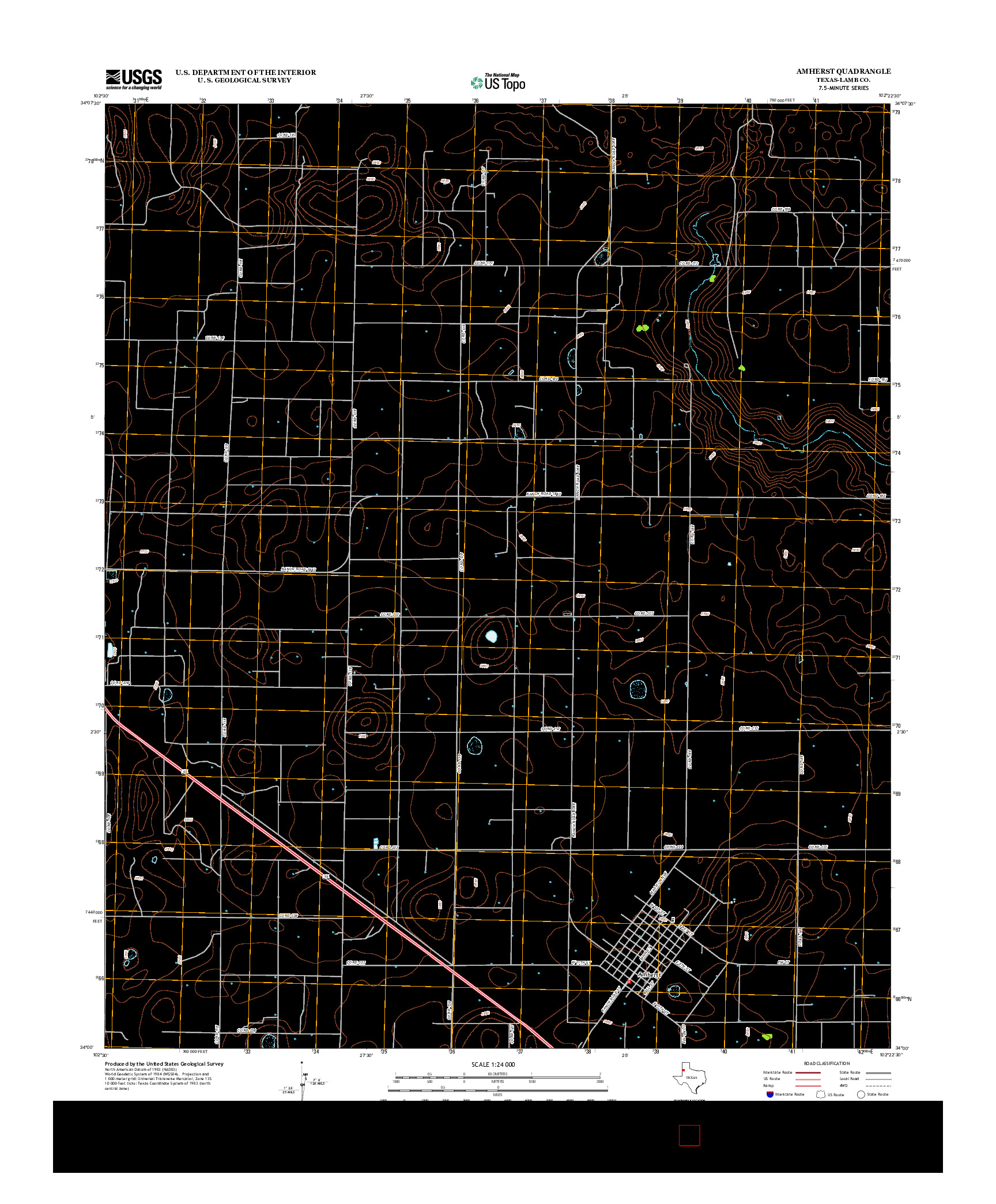 USGS US TOPO 7.5-MINUTE MAP FOR AMHERST, TX 2012