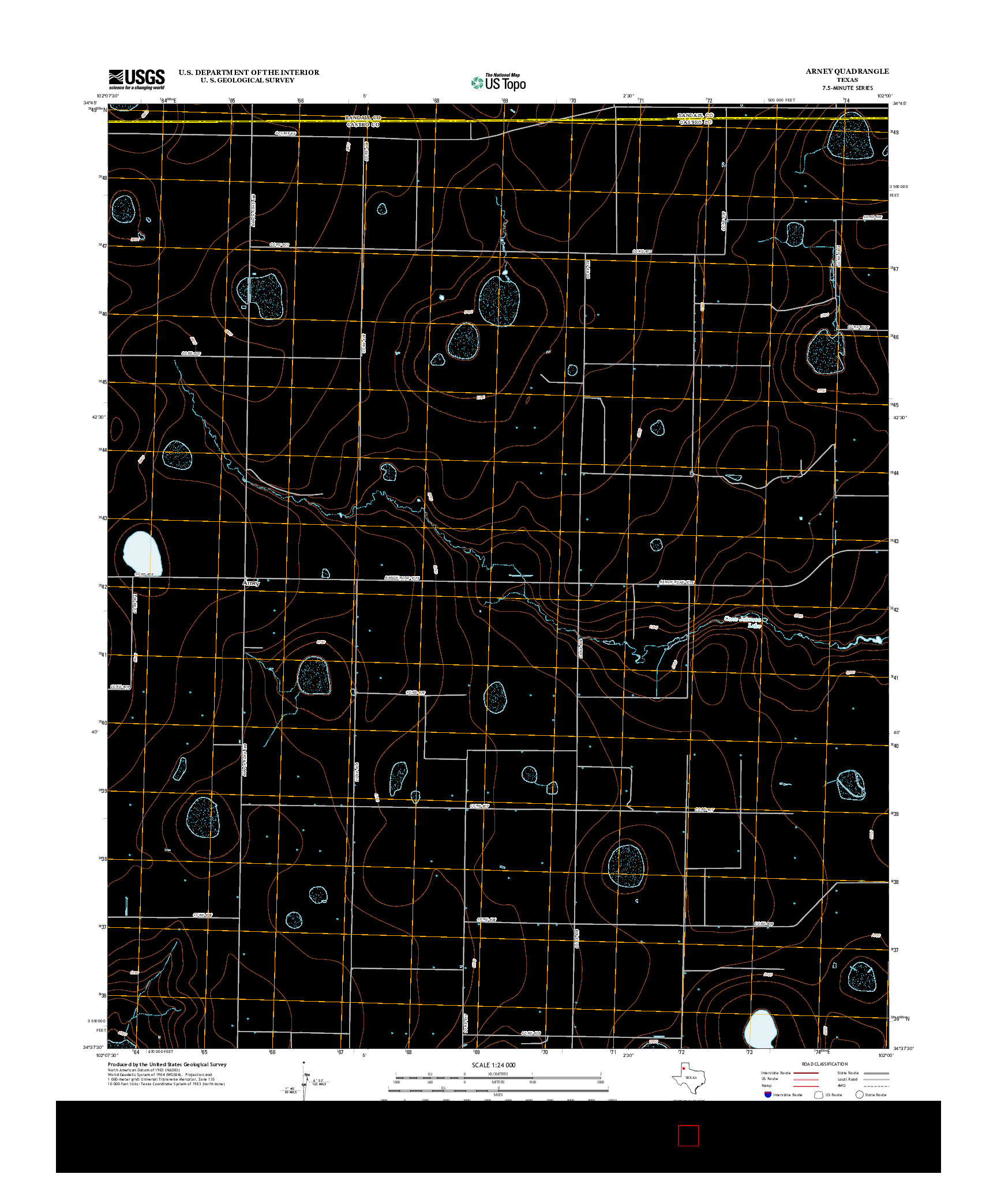 USGS US TOPO 7.5-MINUTE MAP FOR ARNEY, TX 2012