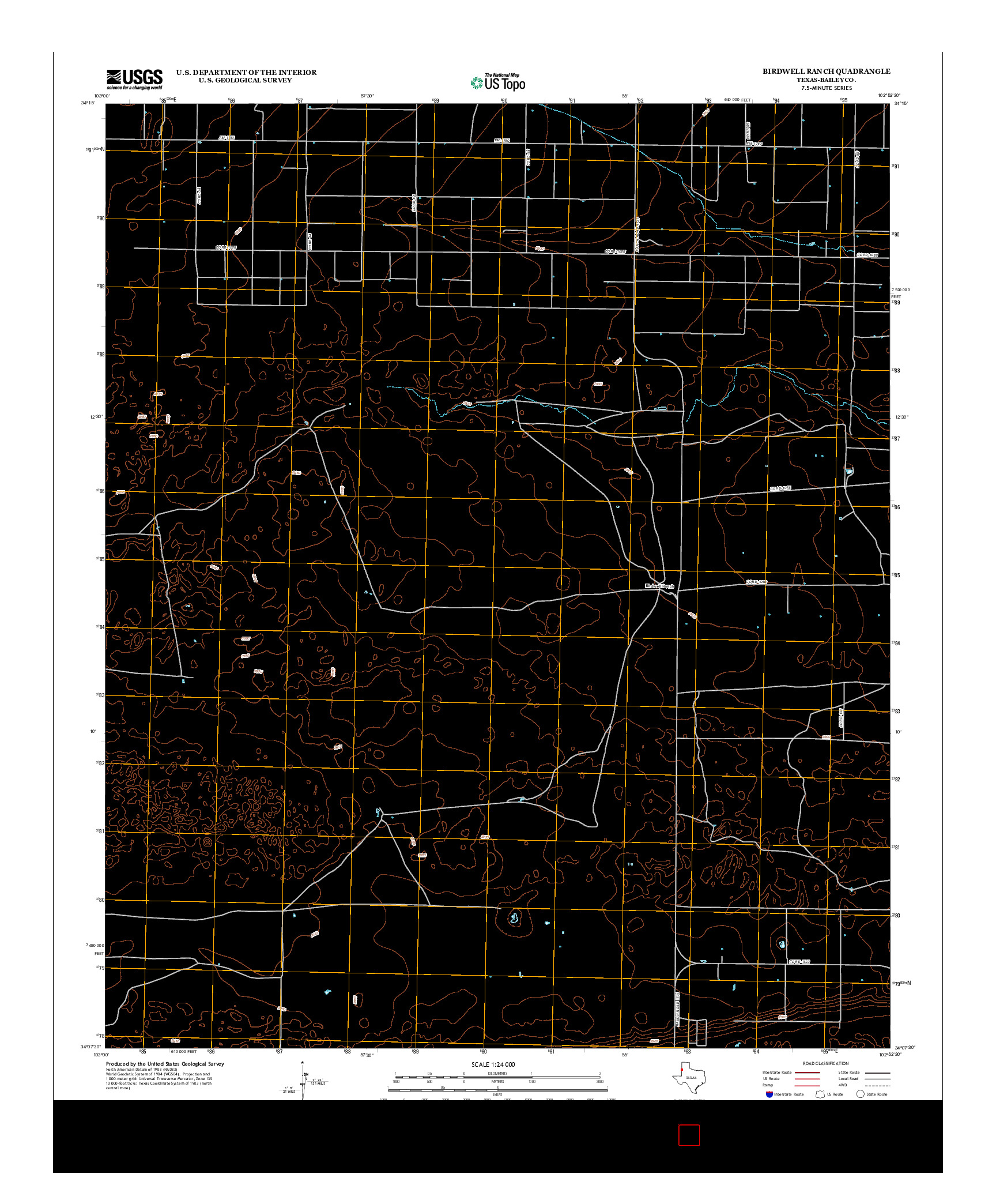 USGS US TOPO 7.5-MINUTE MAP FOR BIRDWELL RANCH, TX 2012