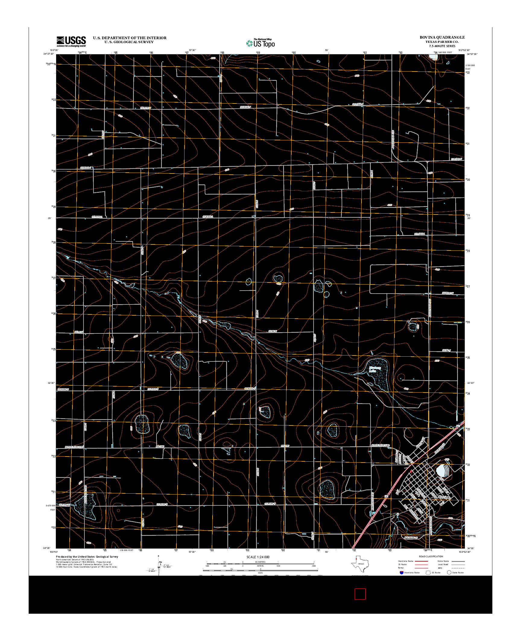 USGS US TOPO 7.5-MINUTE MAP FOR BOVINA, TX 2012