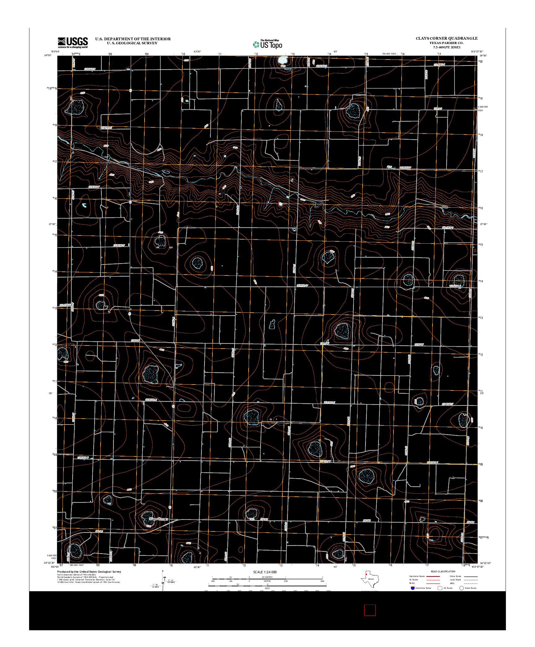 USGS US TOPO 7.5-MINUTE MAP FOR CLAYS CORNER, TX 2012