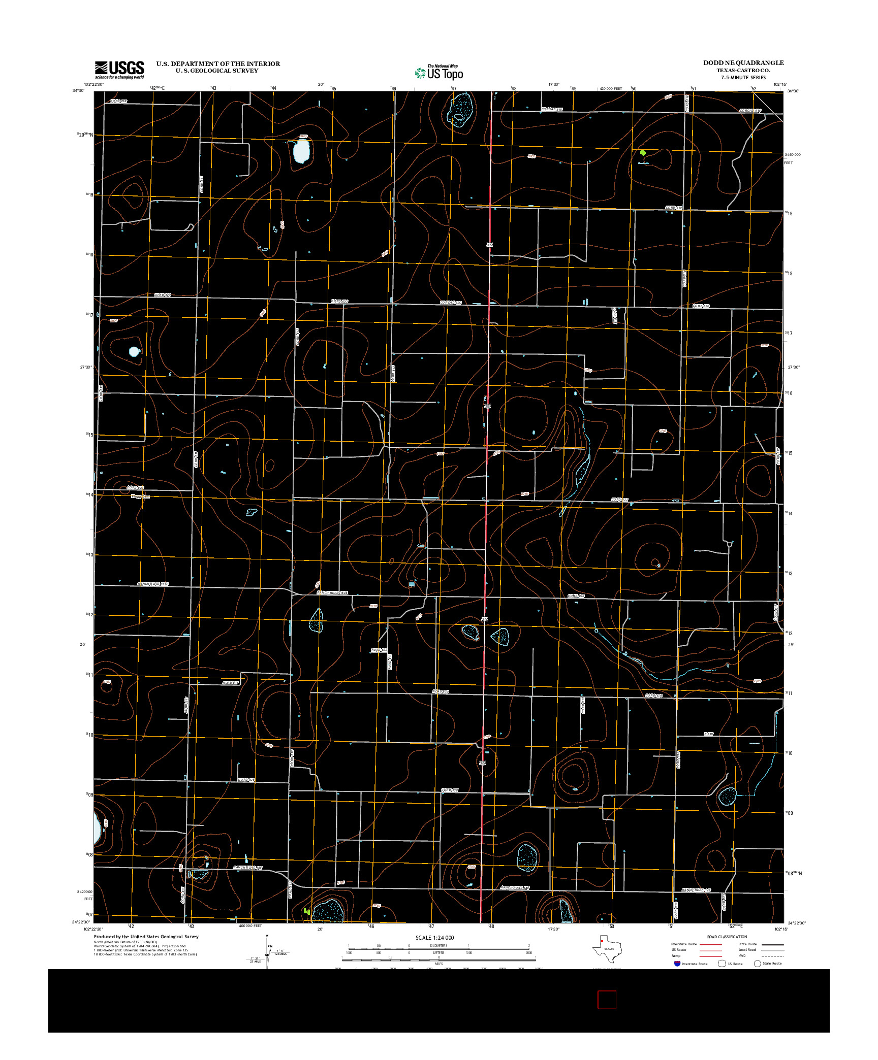 USGS US TOPO 7.5-MINUTE MAP FOR DODD NE, TX 2012