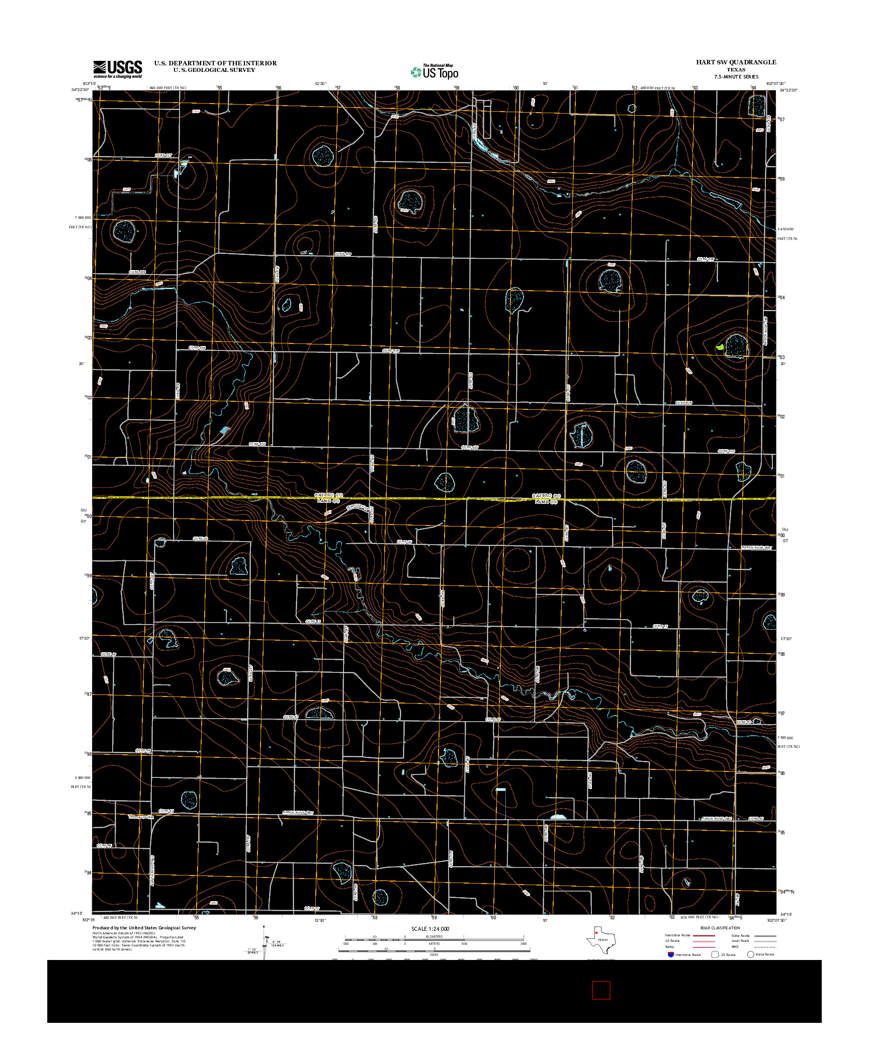 USGS US TOPO 7.5-MINUTE MAP FOR HART SW, TX 2012