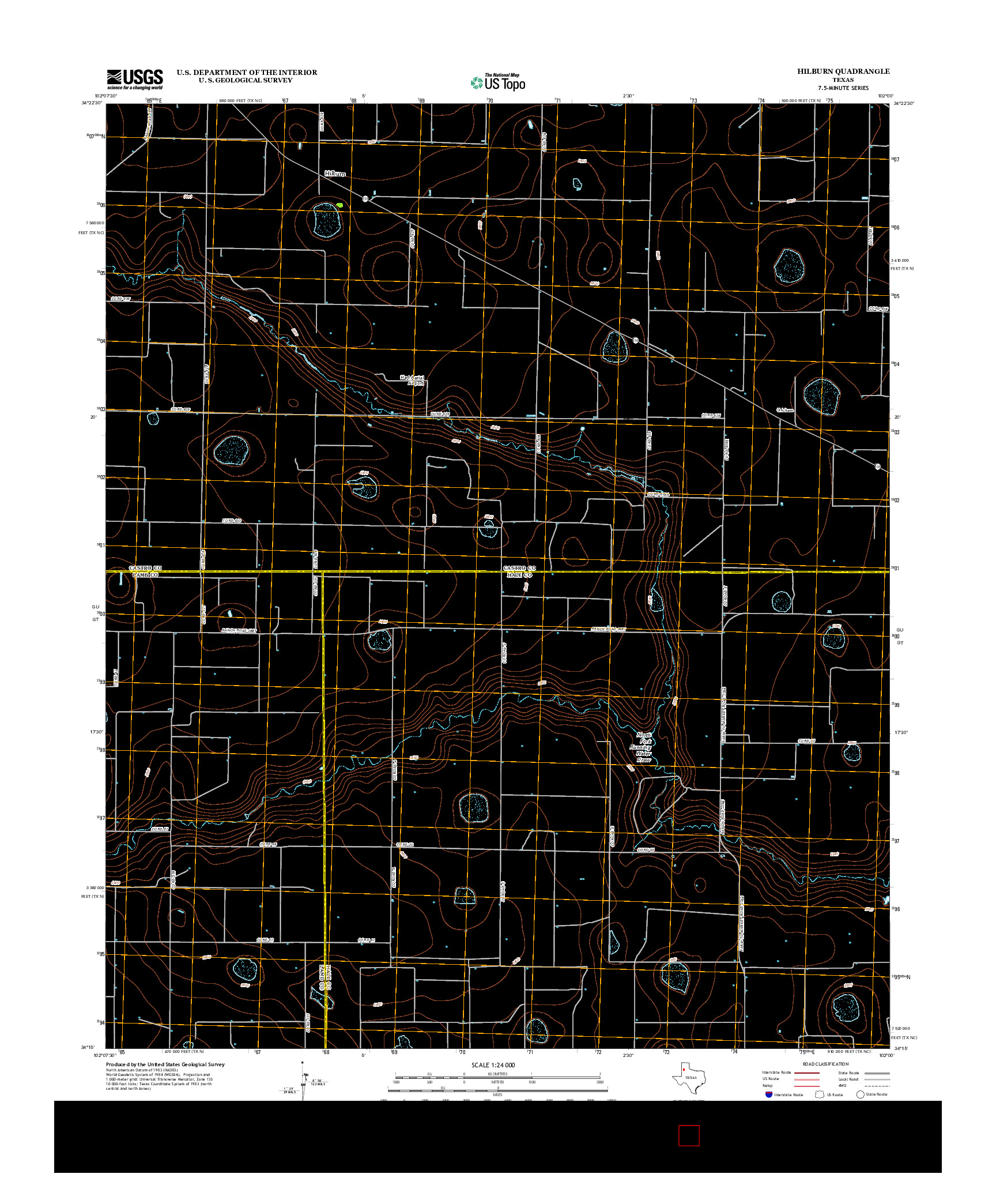 USGS US TOPO 7.5-MINUTE MAP FOR HILBURN, TX 2012