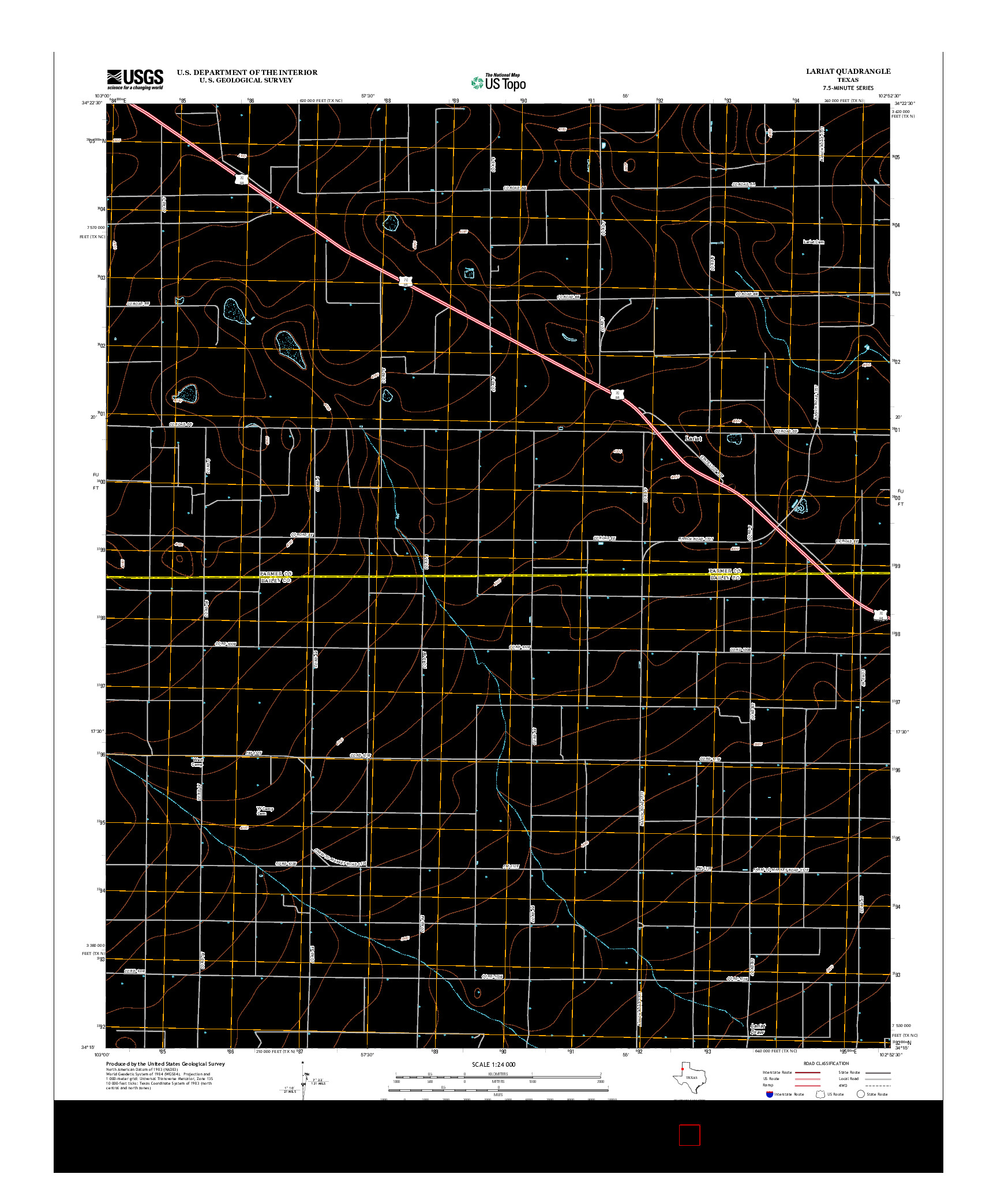 USGS US TOPO 7.5-MINUTE MAP FOR LARIAT, TX 2012