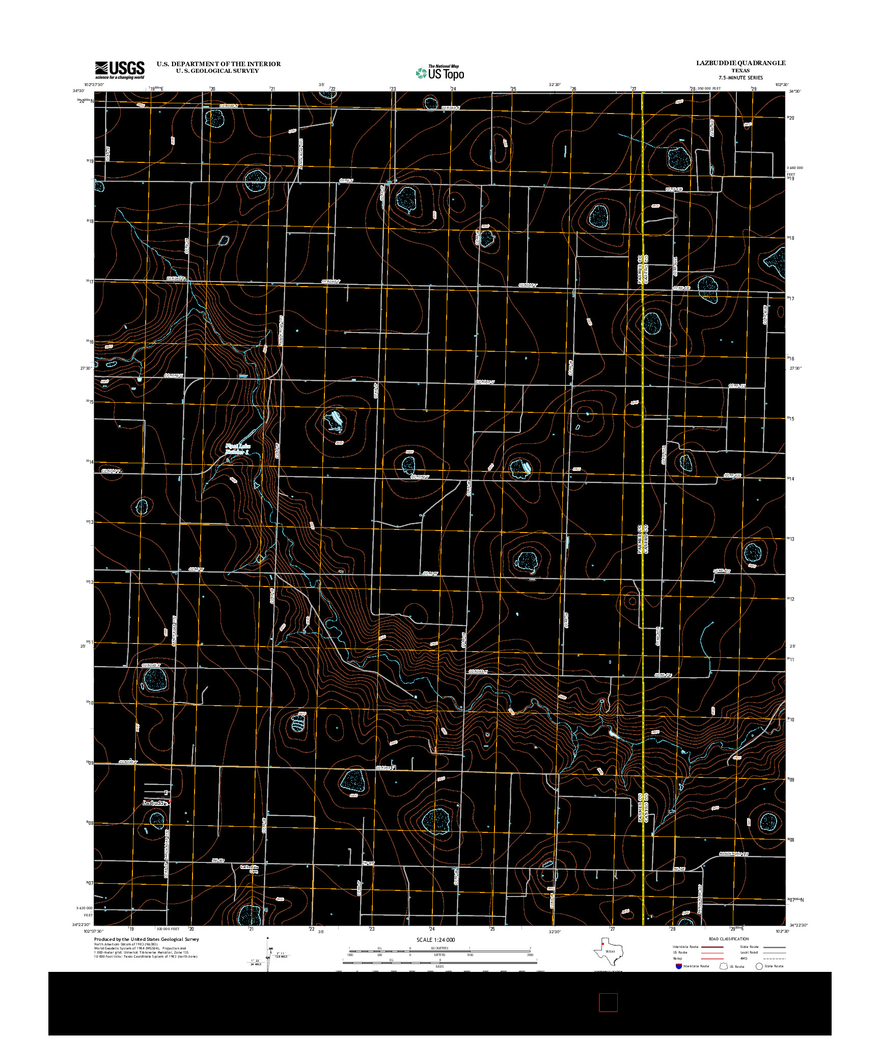 USGS US TOPO 7.5-MINUTE MAP FOR LAZBUDDIE, TX 2012