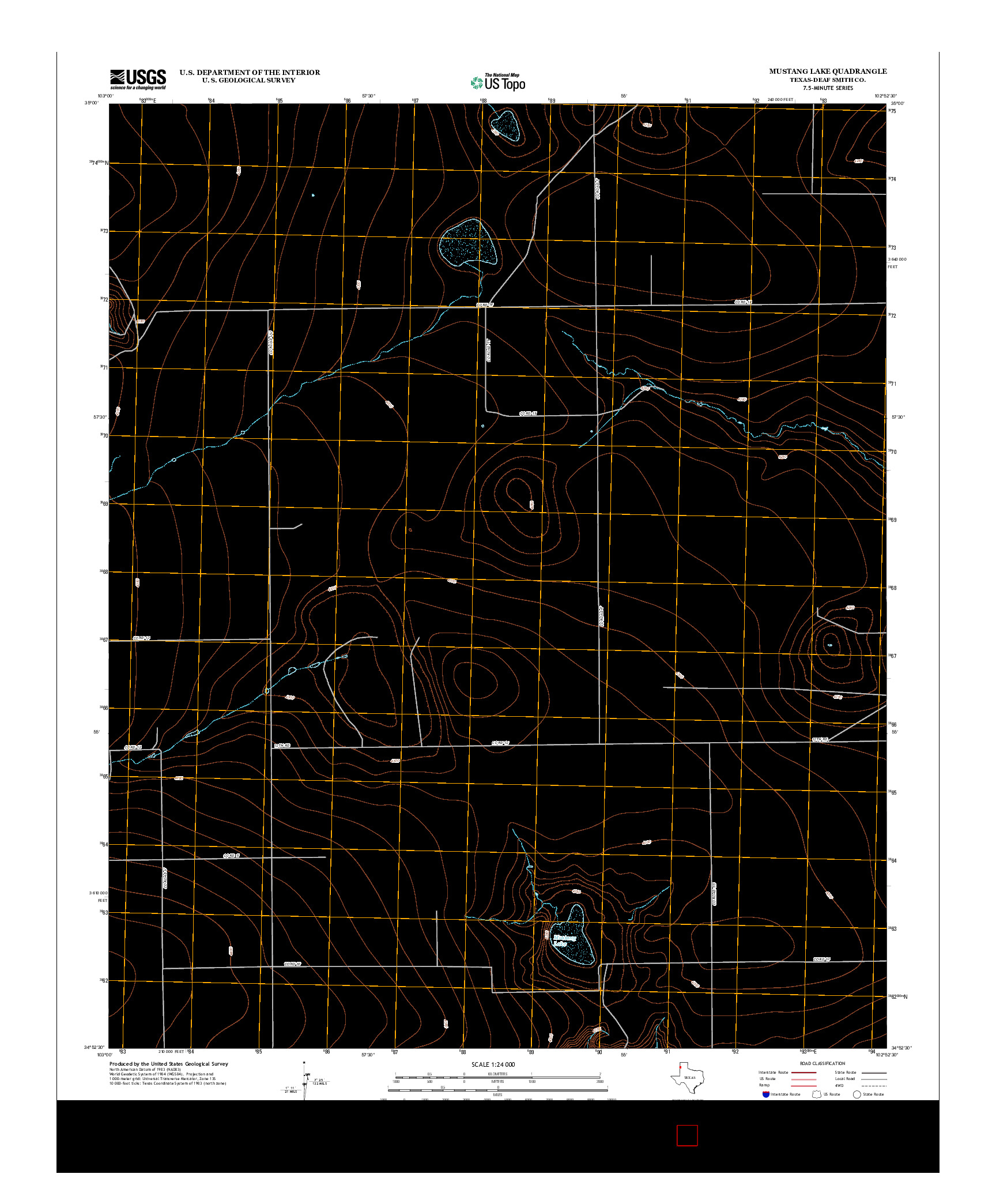 USGS US TOPO 7.5-MINUTE MAP FOR MUSTANG LAKE, TX 2012