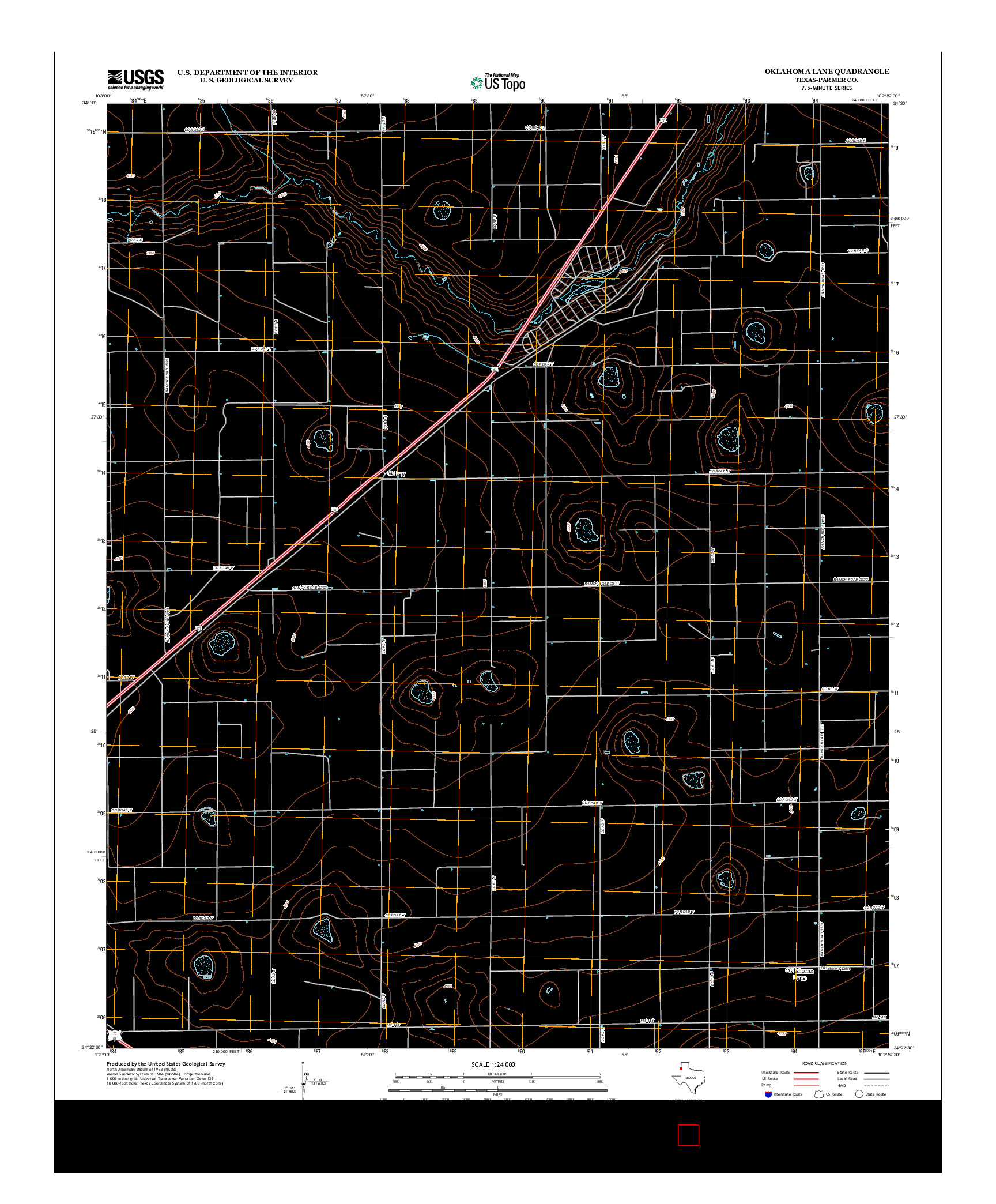 USGS US TOPO 7.5-MINUTE MAP FOR OKLAHOMA LANE, TX 2012
