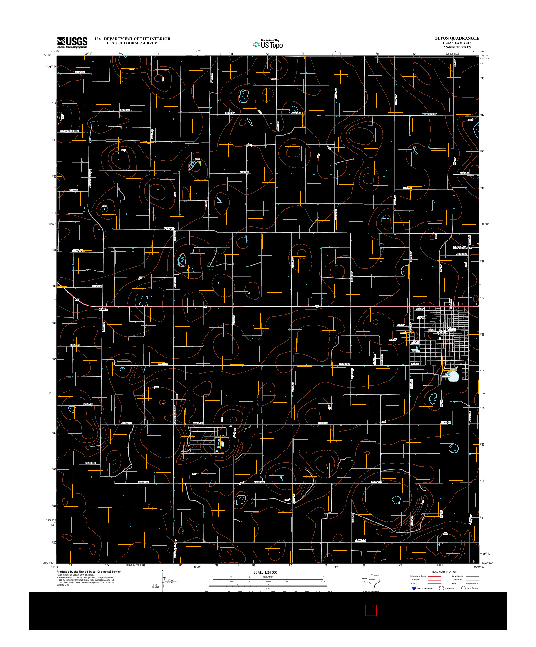 USGS US TOPO 7.5-MINUTE MAP FOR OLTON, TX 2012