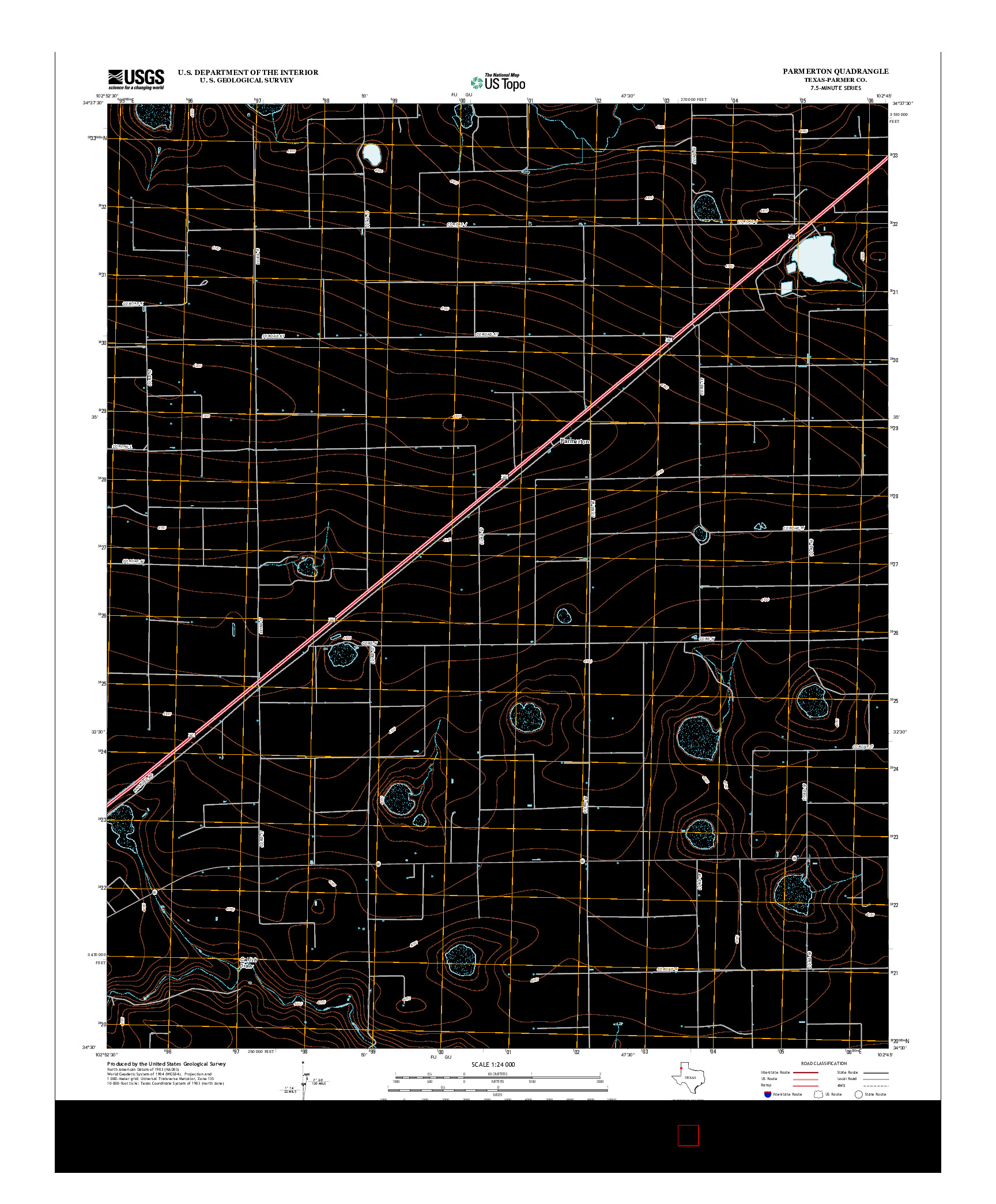 USGS US TOPO 7.5-MINUTE MAP FOR PARMERTON, TX 2012