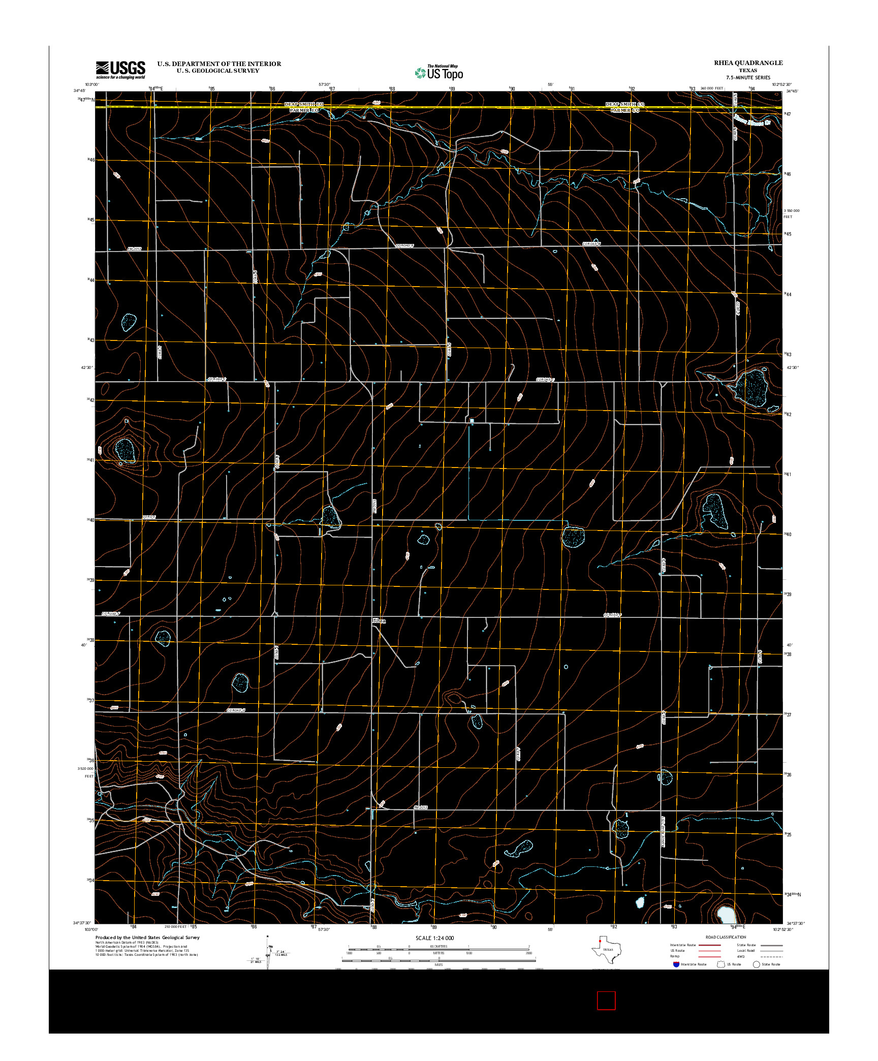 USGS US TOPO 7.5-MINUTE MAP FOR RHEA, TX 2012