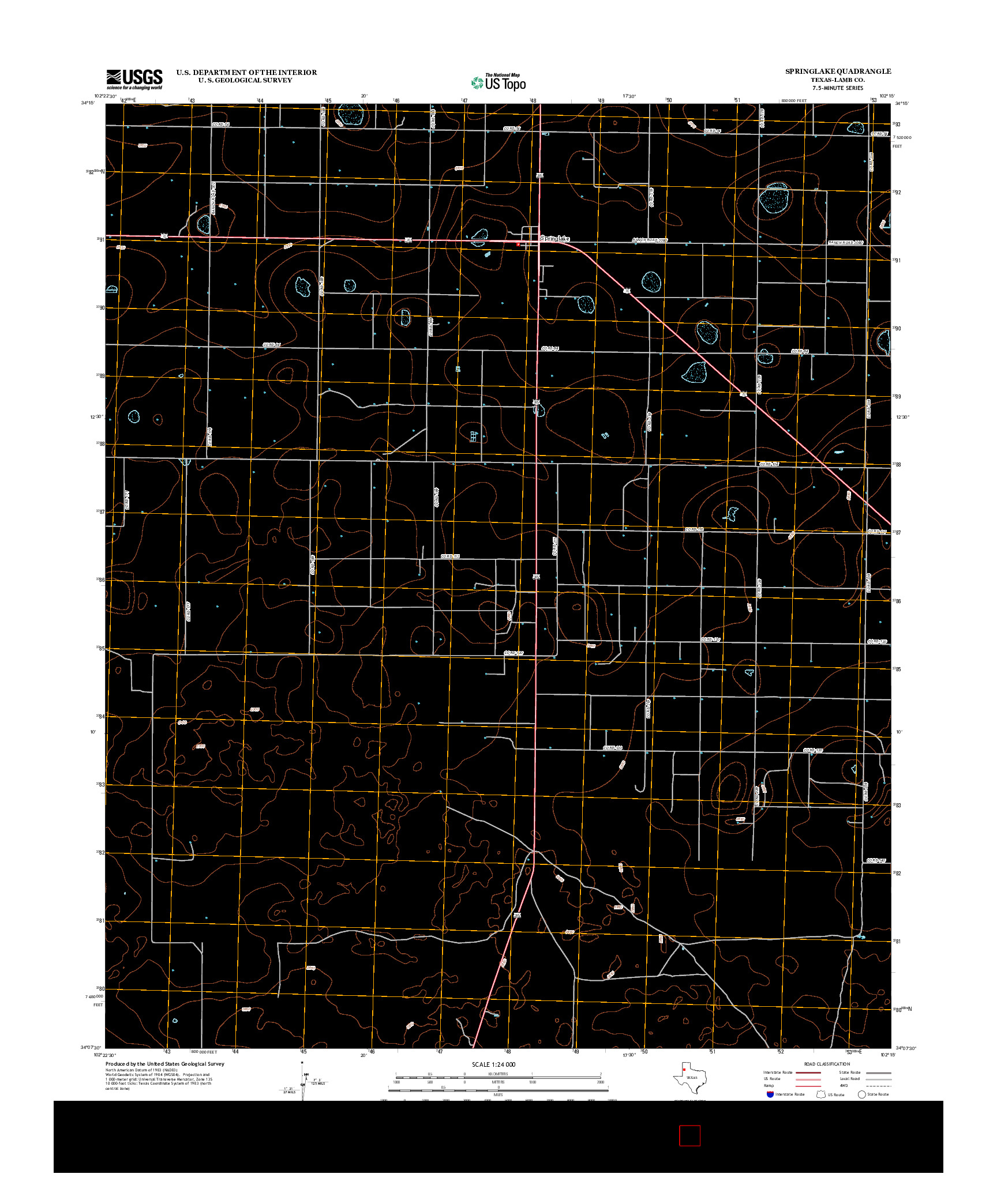 USGS US TOPO 7.5-MINUTE MAP FOR SPRINGLAKE, TX 2012