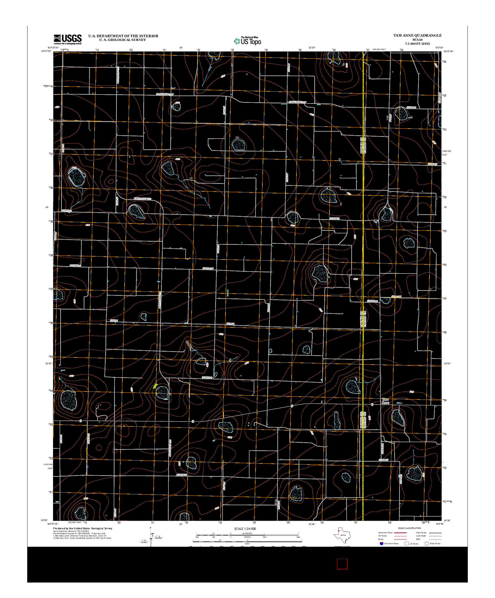 USGS US TOPO 7.5-MINUTE MAP FOR TAM ANNE, TX 2012