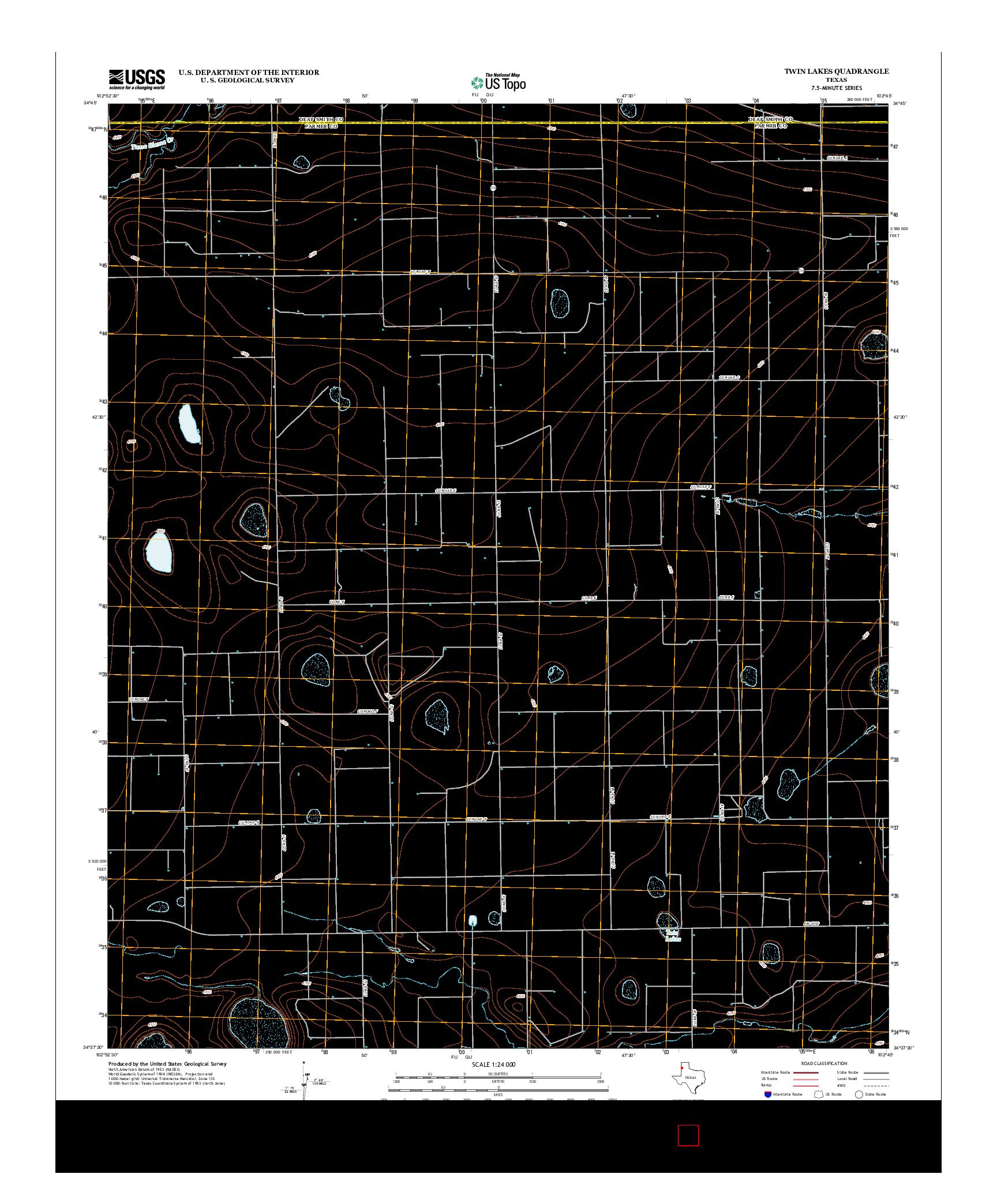 USGS US TOPO 7.5-MINUTE MAP FOR TWIN LAKES, TX 2012