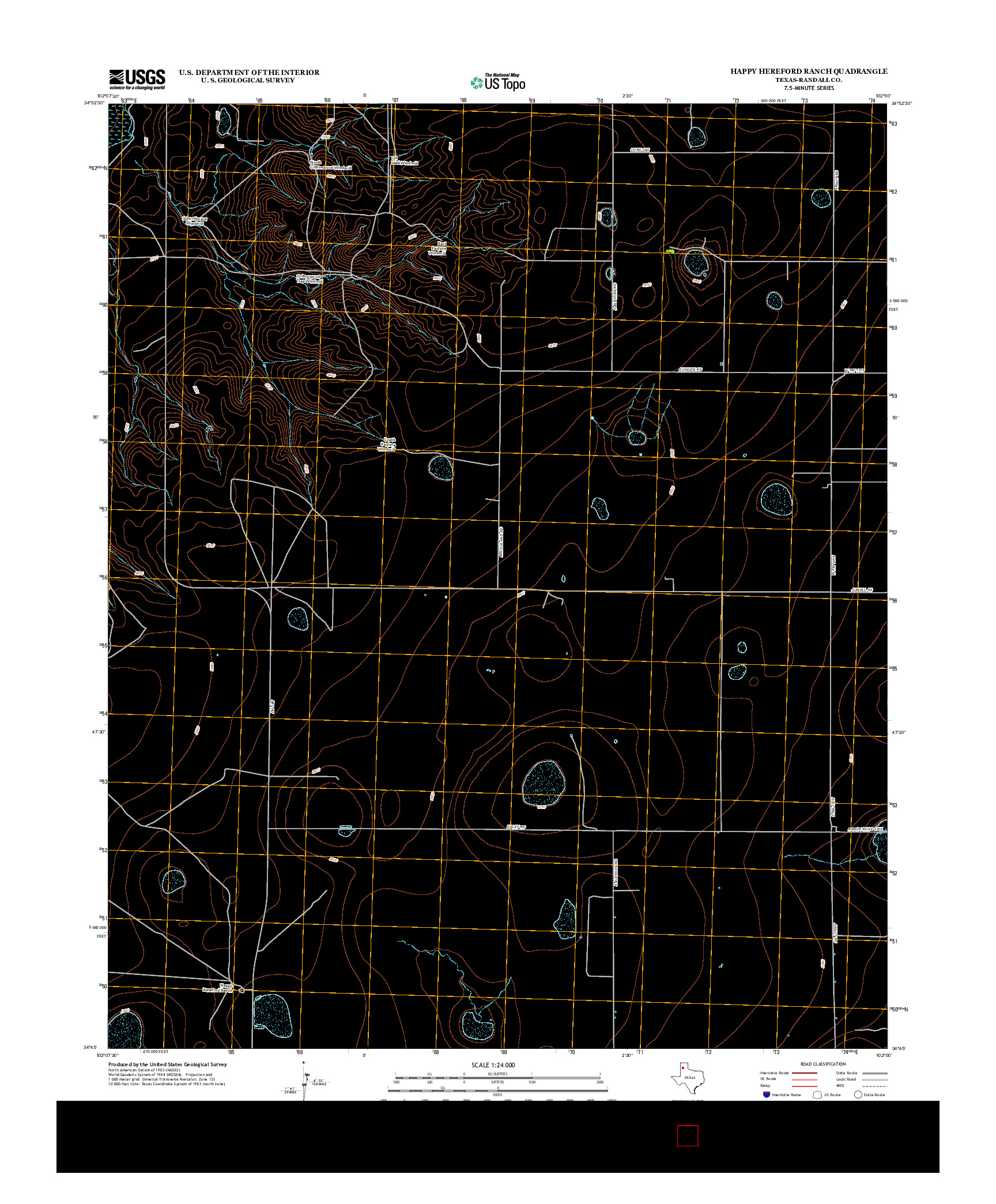 USGS US TOPO 7.5-MINUTE MAP FOR HAPPY HEREFORD RANCH, TX 2012