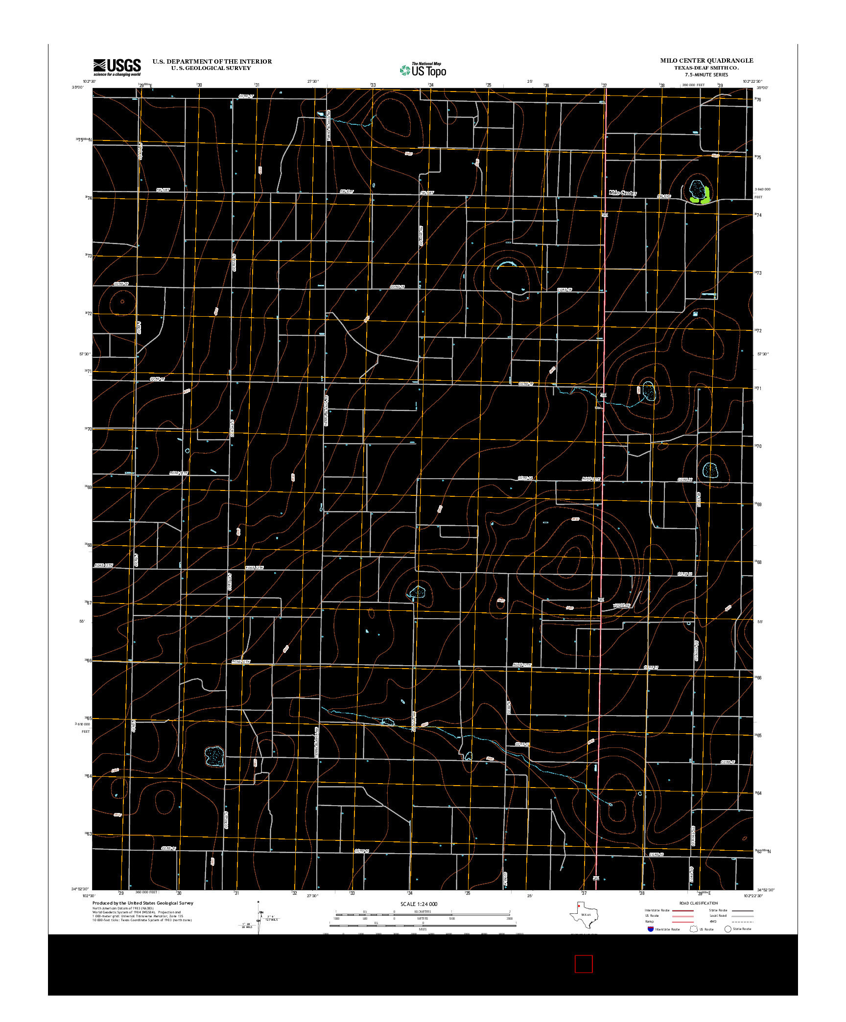 USGS US TOPO 7.5-MINUTE MAP FOR MILO CENTER, TX 2012