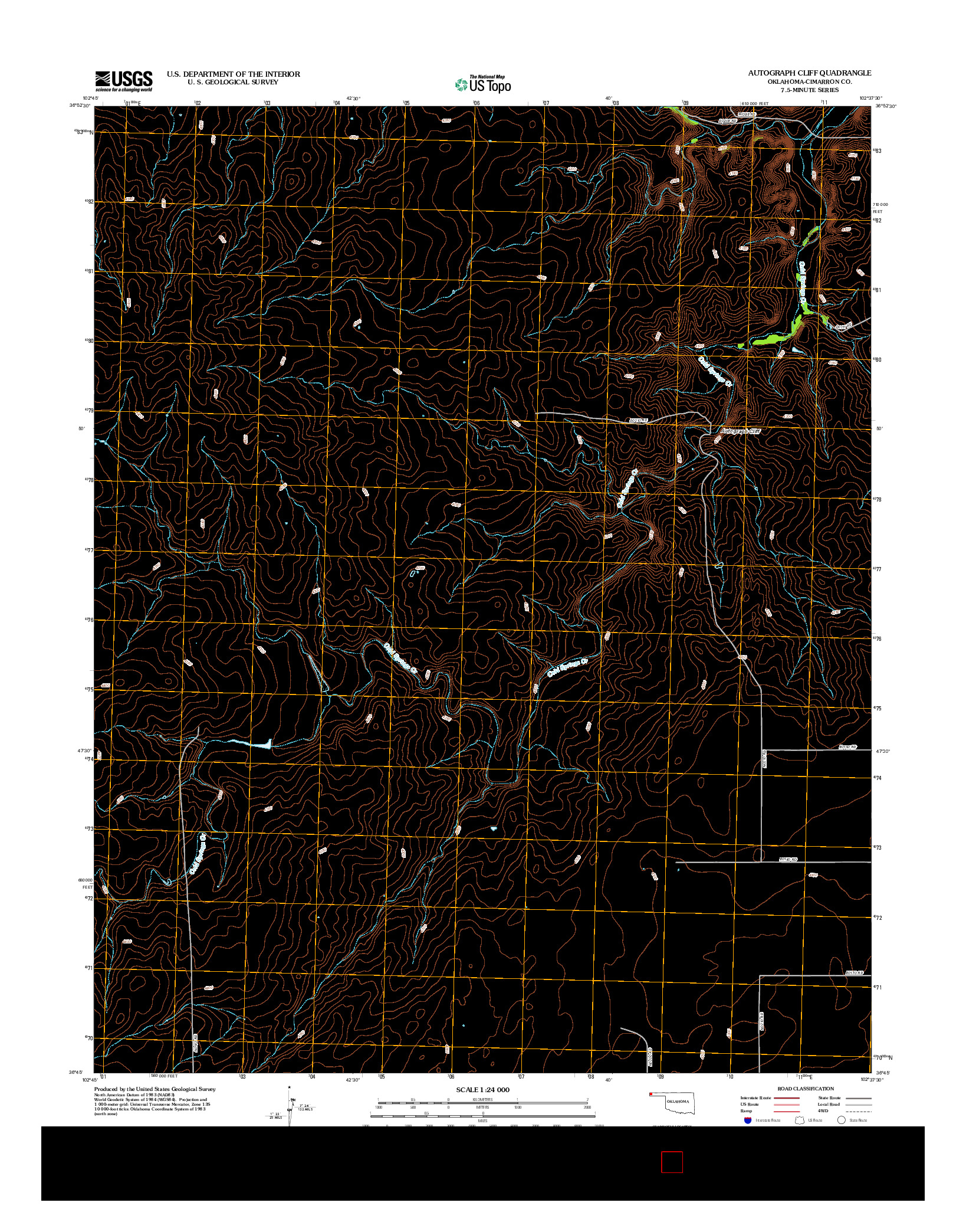 USGS US TOPO 7.5-MINUTE MAP FOR AUTOGRAPH CLIFF, OK 2012