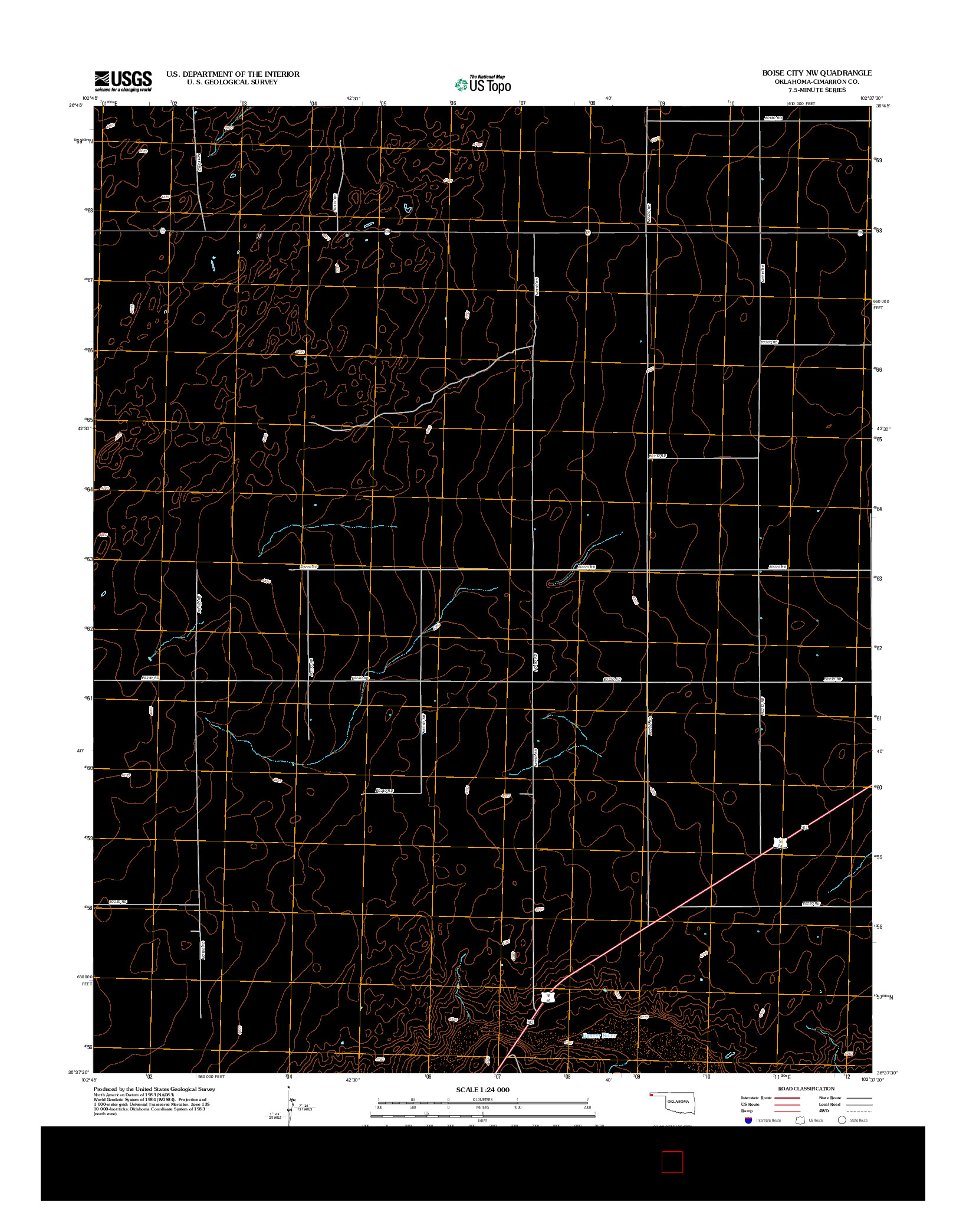 USGS US TOPO 7.5-MINUTE MAP FOR BOISE CITY NW, OK 2012