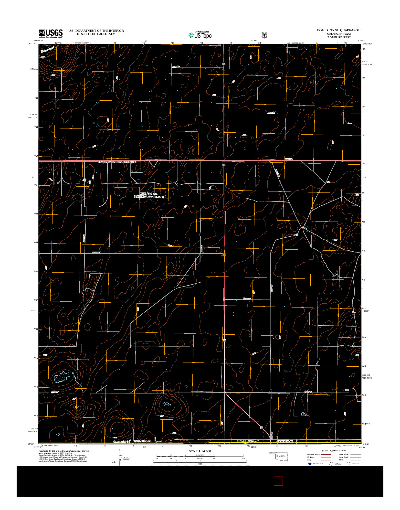 USGS US TOPO 7.5-MINUTE MAP FOR BOISE CITY SE, OK-TX 2012