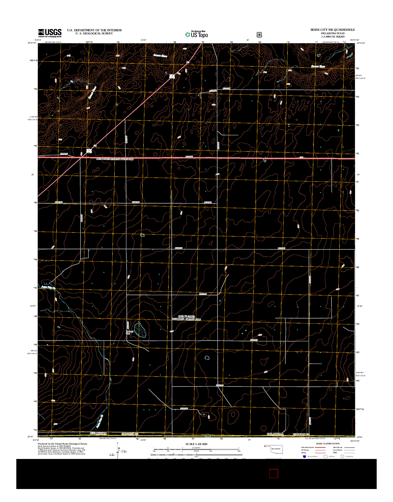USGS US TOPO 7.5-MINUTE MAP FOR BOISE CITY SW, OK-TX 2012