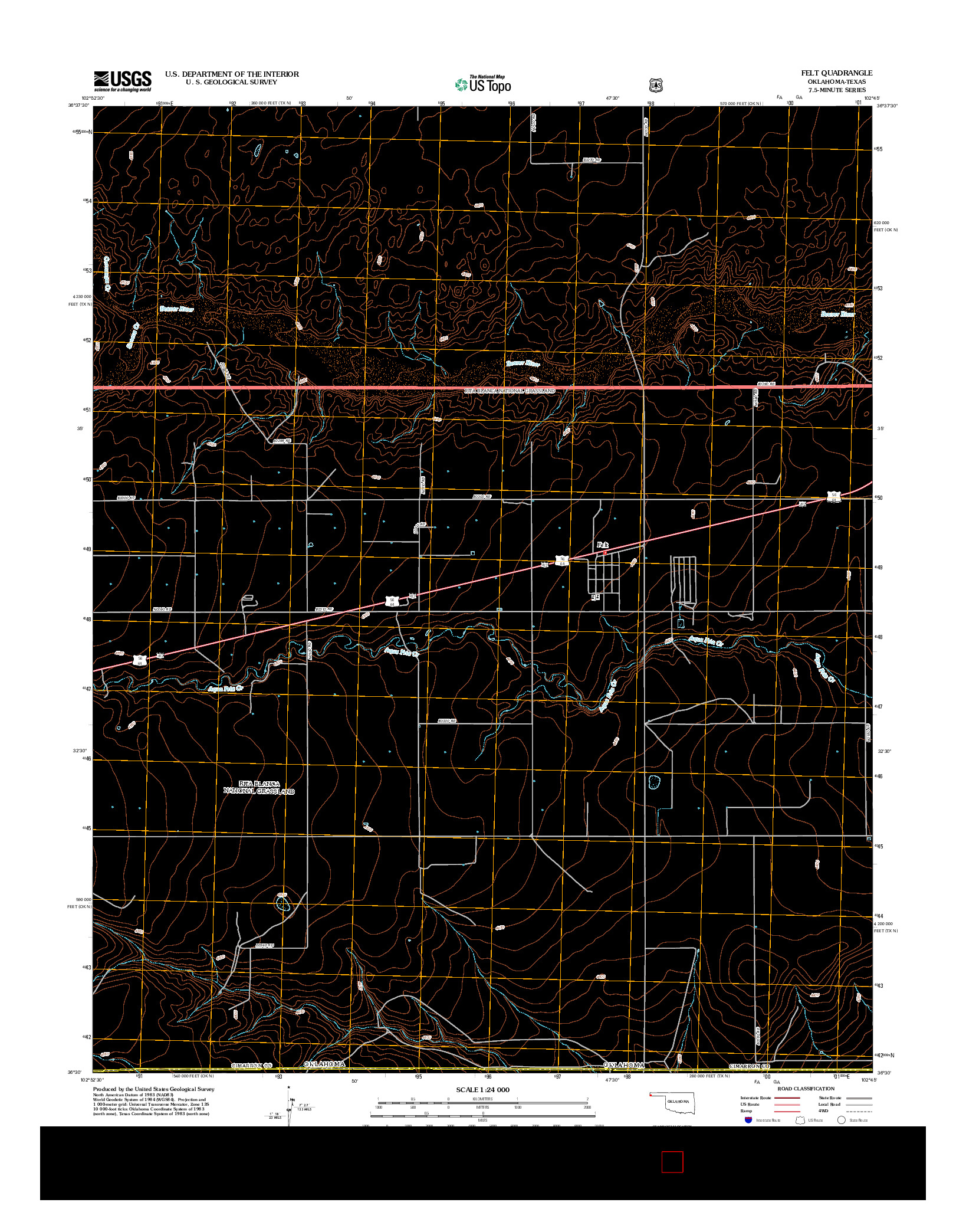 USGS US TOPO 7.5-MINUTE MAP FOR FELT, OK-TX 2012