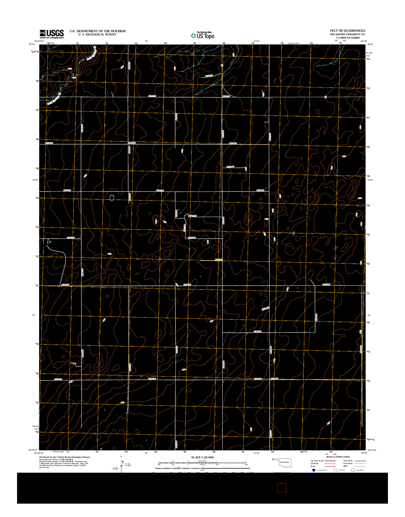 USGS US TOPO 7.5-MINUTE MAP FOR FELT NE, OK 2012