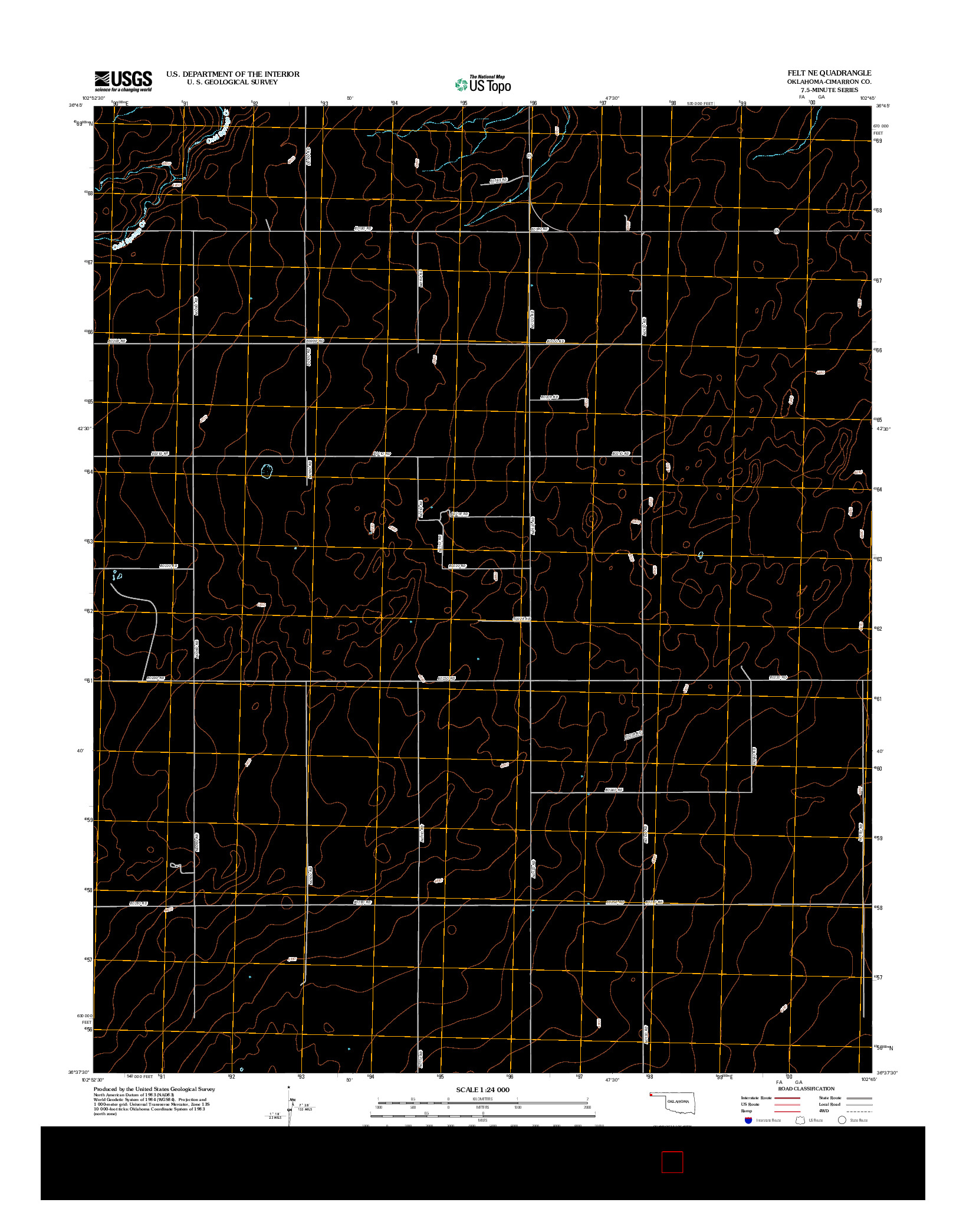 USGS US TOPO 7.5-MINUTE MAP FOR FELT NE, OK 2012