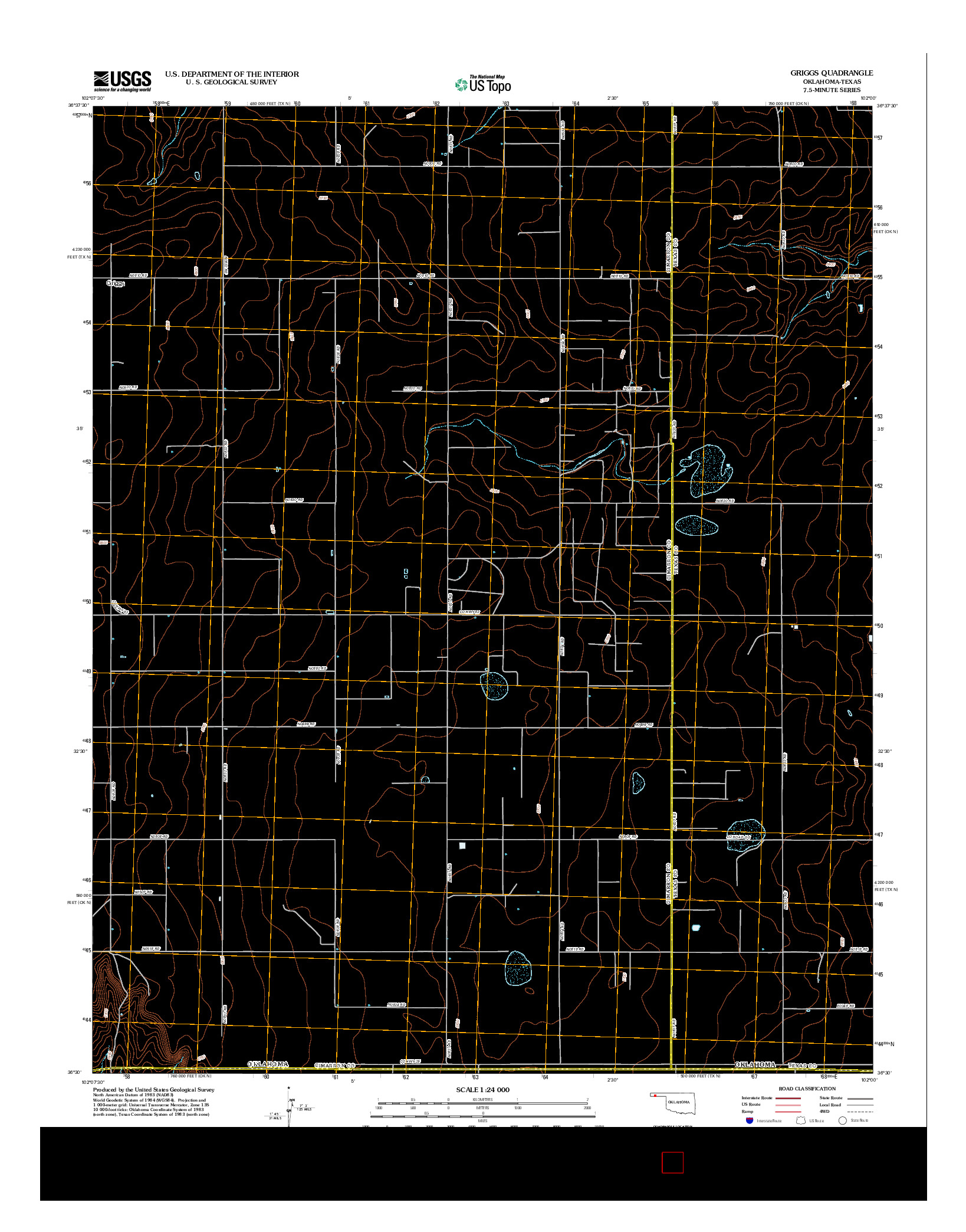 USGS US TOPO 7.5-MINUTE MAP FOR GRIGGS, OK-TX 2012