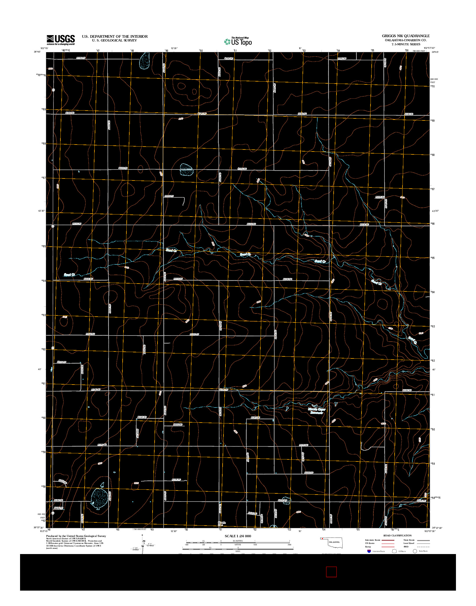USGS US TOPO 7.5-MINUTE MAP FOR GRIGGS NW, OK 2012