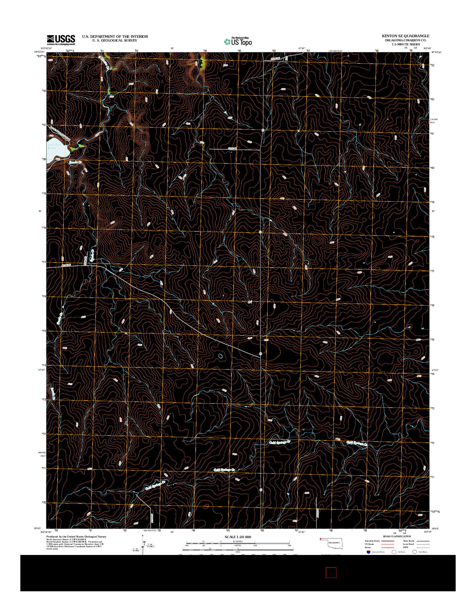 USGS US TOPO 7.5-MINUTE MAP FOR KENTON SE, OK 2012