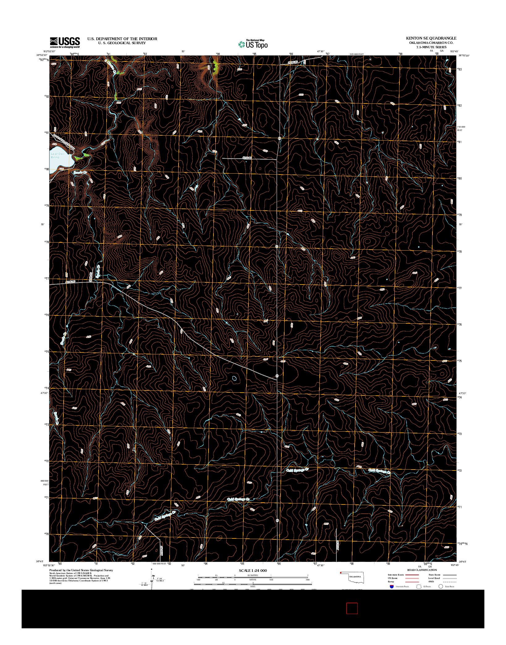USGS US TOPO 7.5-MINUTE MAP FOR KENTON SE, OK 2012
