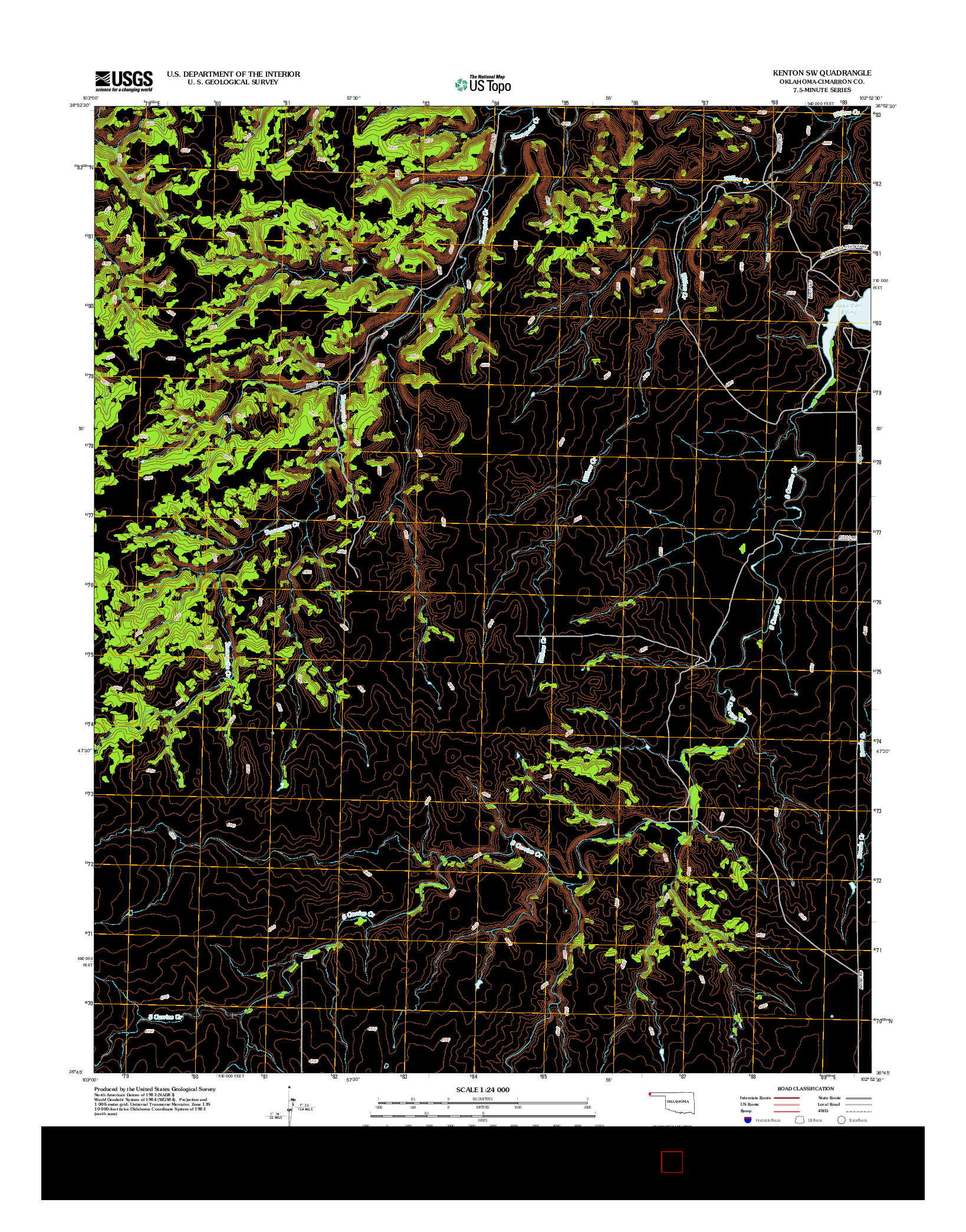 USGS US TOPO 7.5-MINUTE MAP FOR KENTON SW, OK 2012
