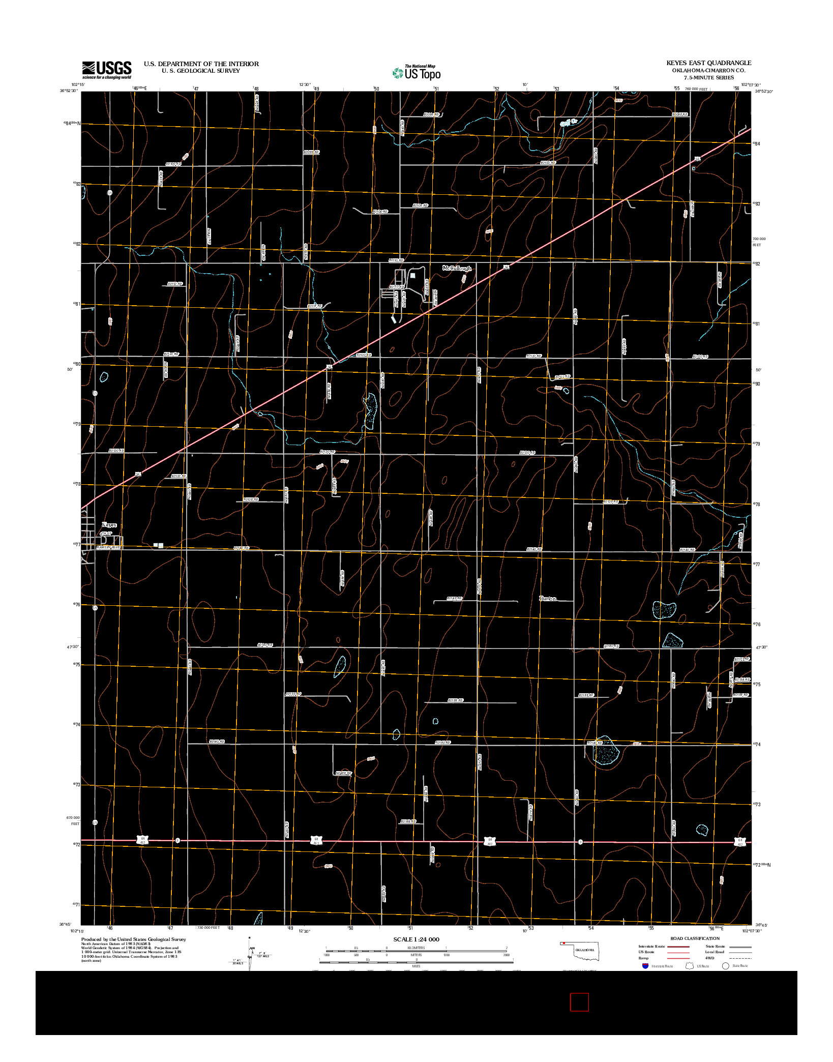 USGS US TOPO 7.5-MINUTE MAP FOR KEYES EAST, OK 2012