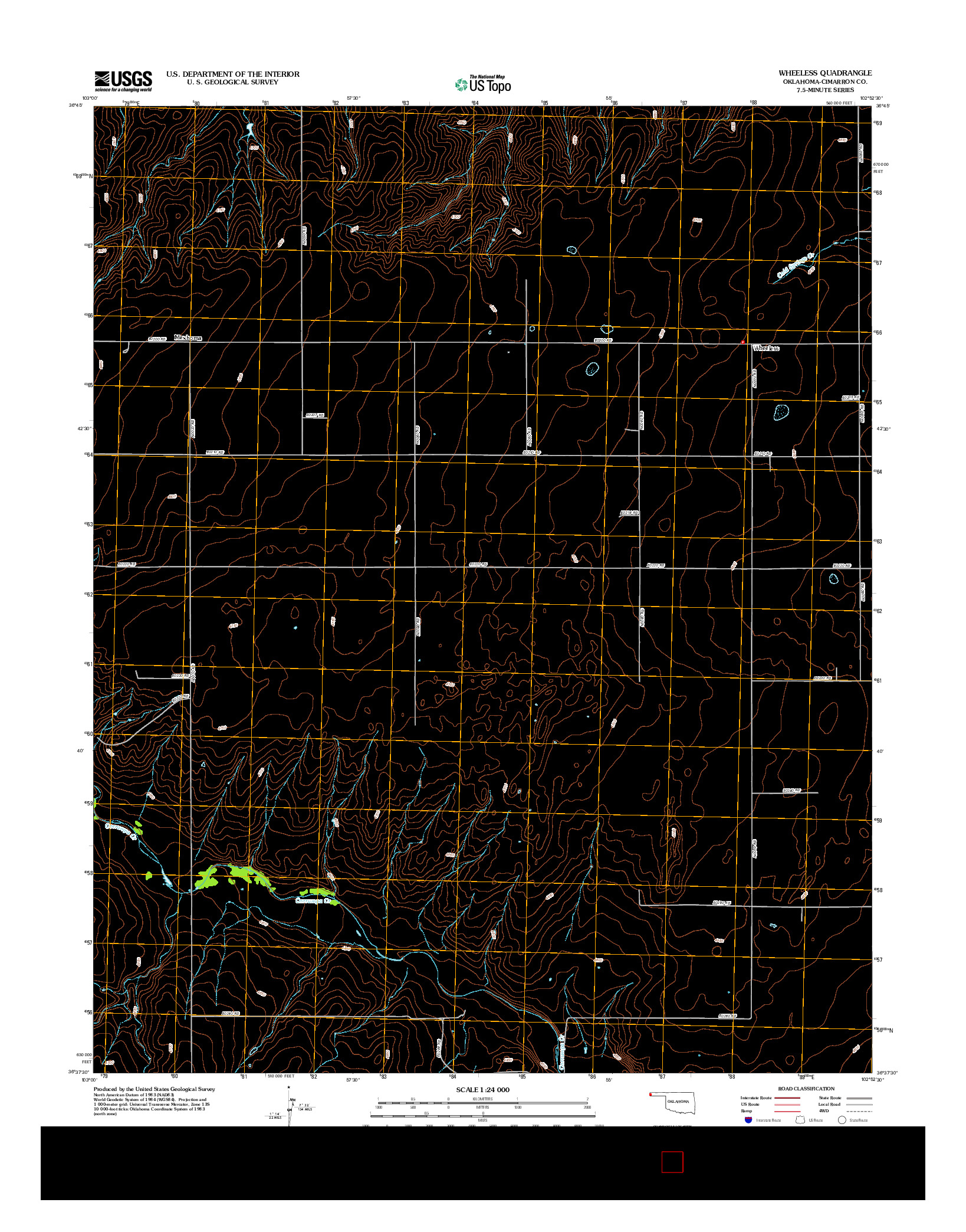 USGS US TOPO 7.5-MINUTE MAP FOR WHEELESS, OK 2012