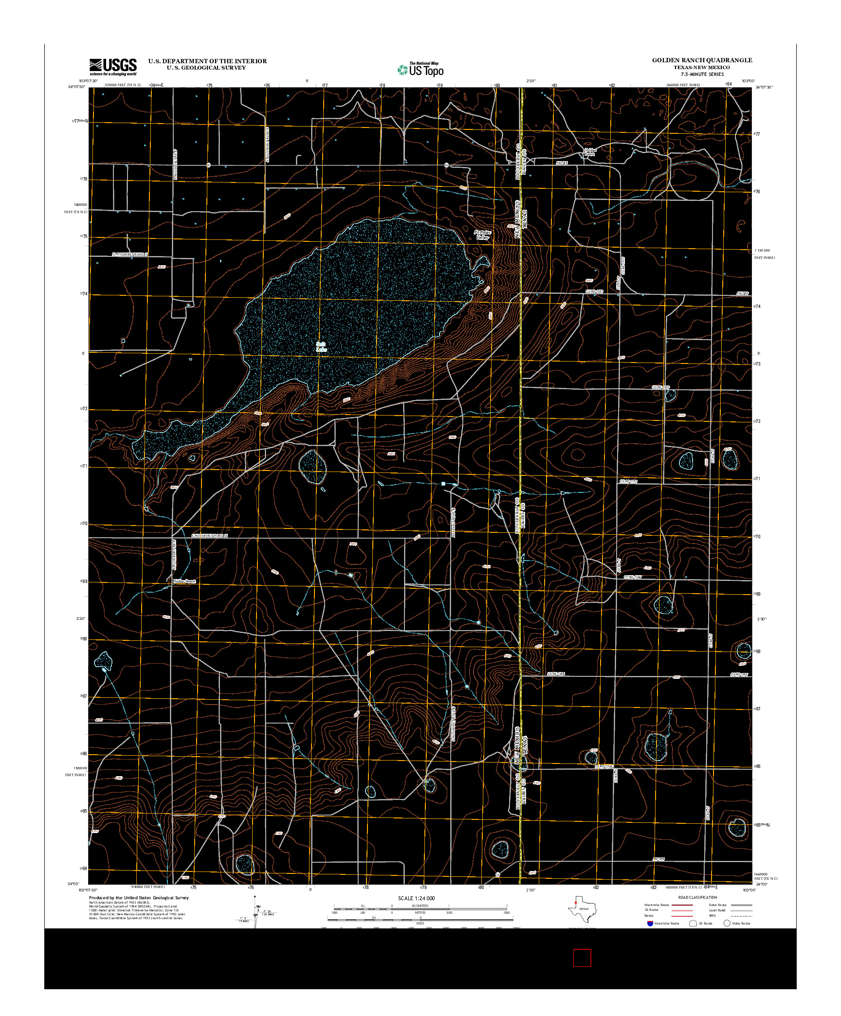 USGS US TOPO 7.5-MINUTE MAP FOR GOLDEN RANCH, TX-NM 2012