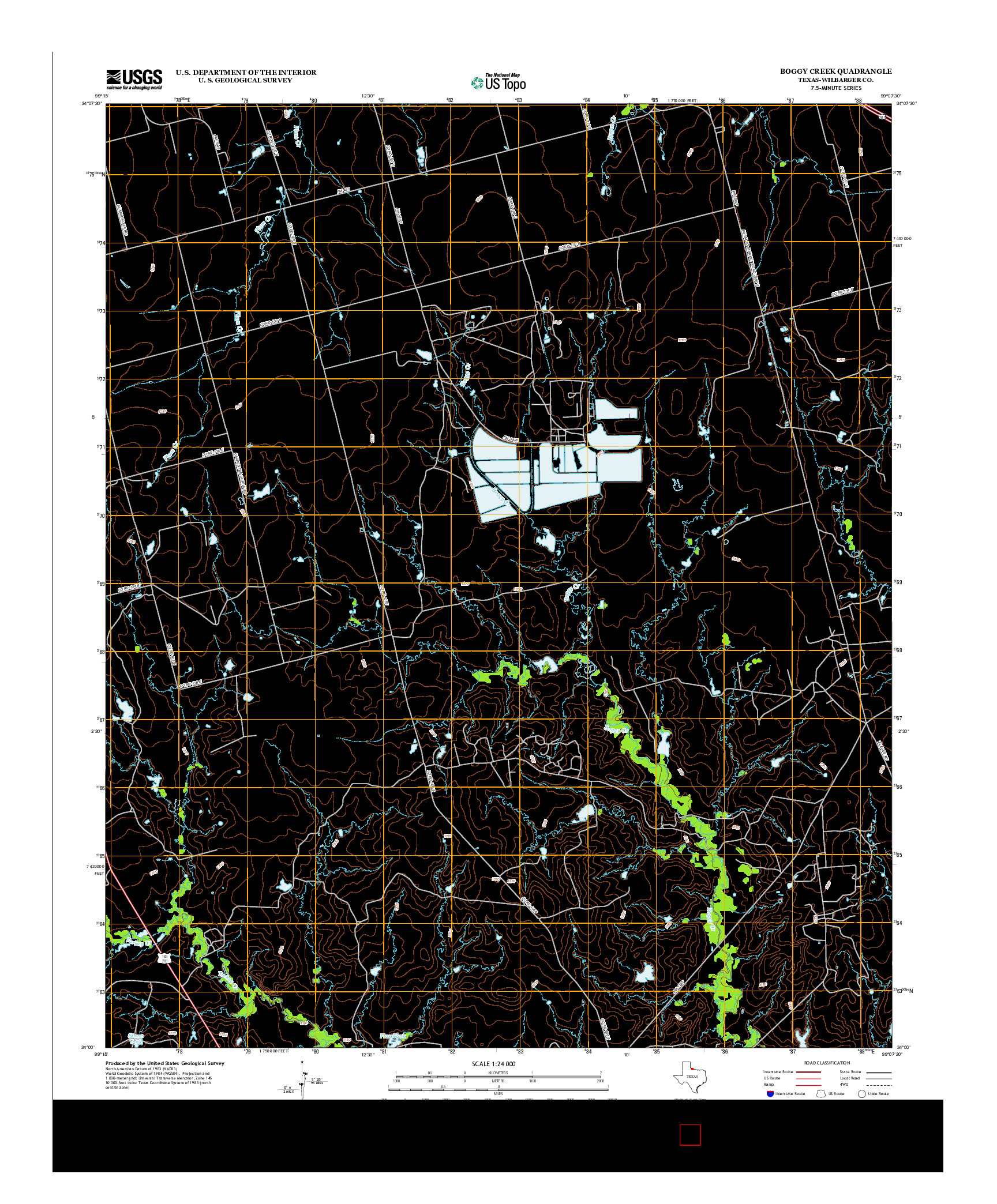USGS US TOPO 7.5-MINUTE MAP FOR BOGGY CREEK, TX 2012