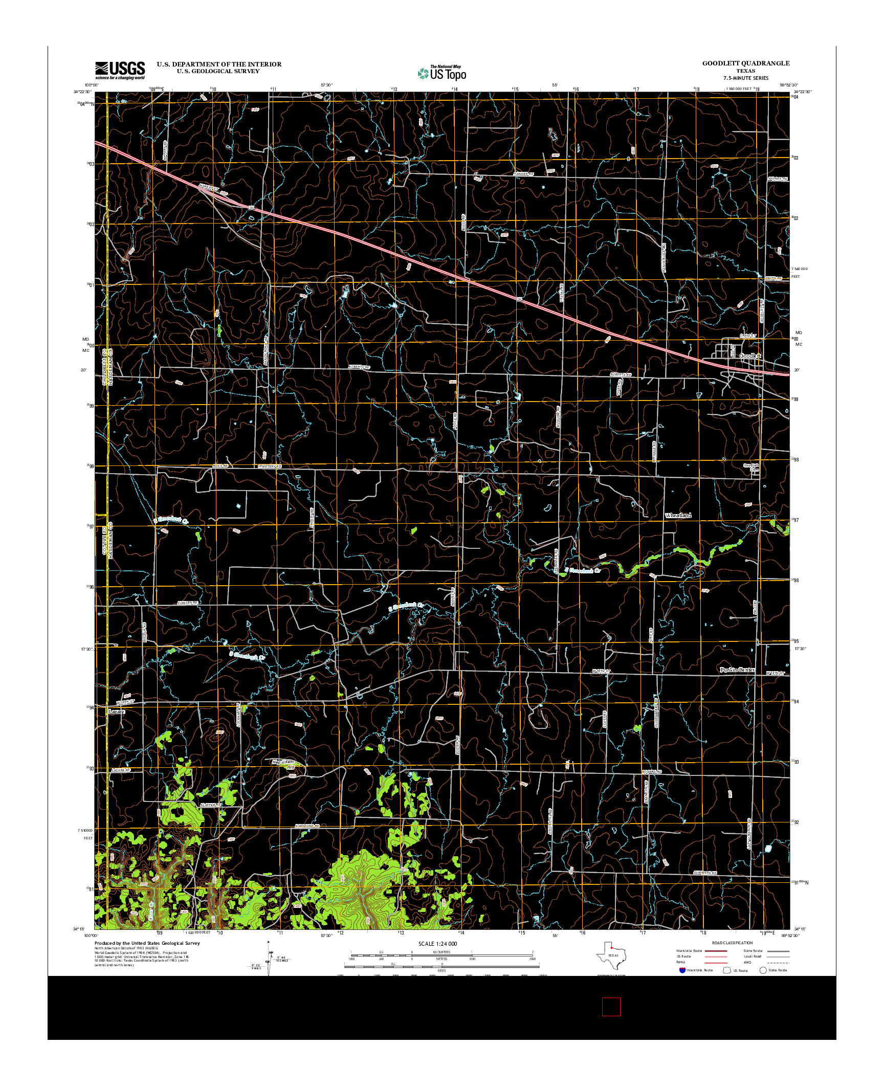 USGS US TOPO 7.5-MINUTE MAP FOR GOODLETT, TX 2012