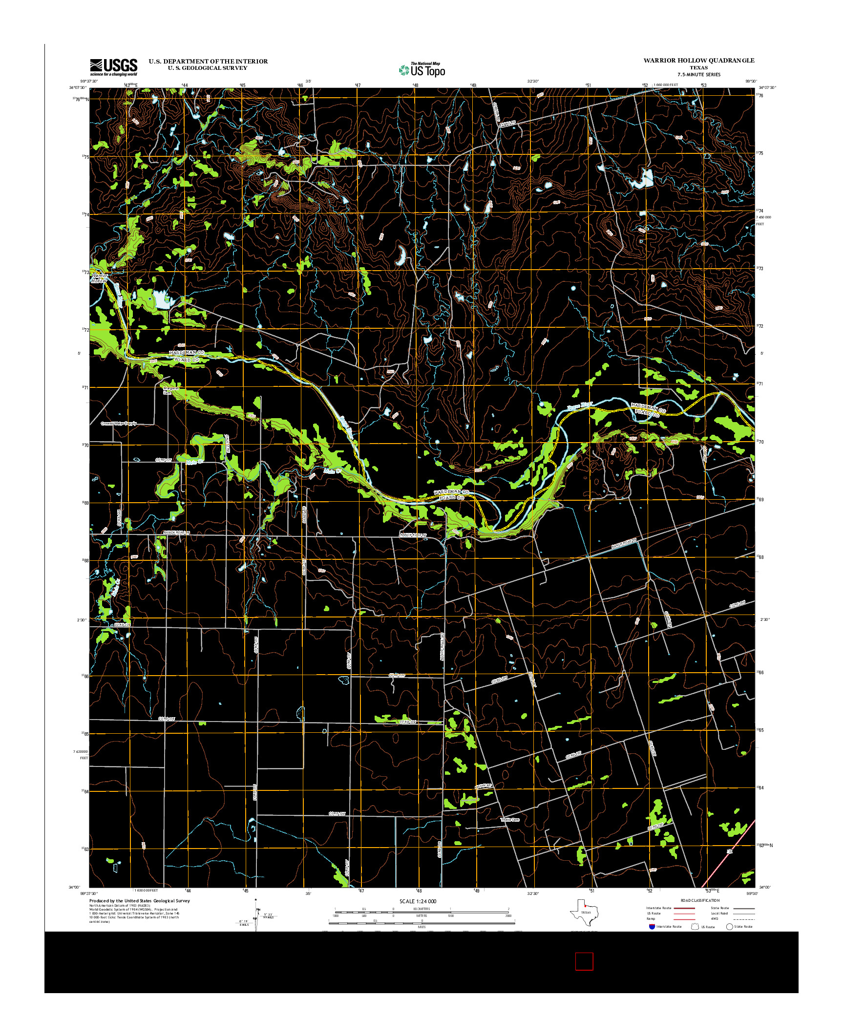 USGS US TOPO 7.5-MINUTE MAP FOR WARRIOR HOLLOW, TX 2012
