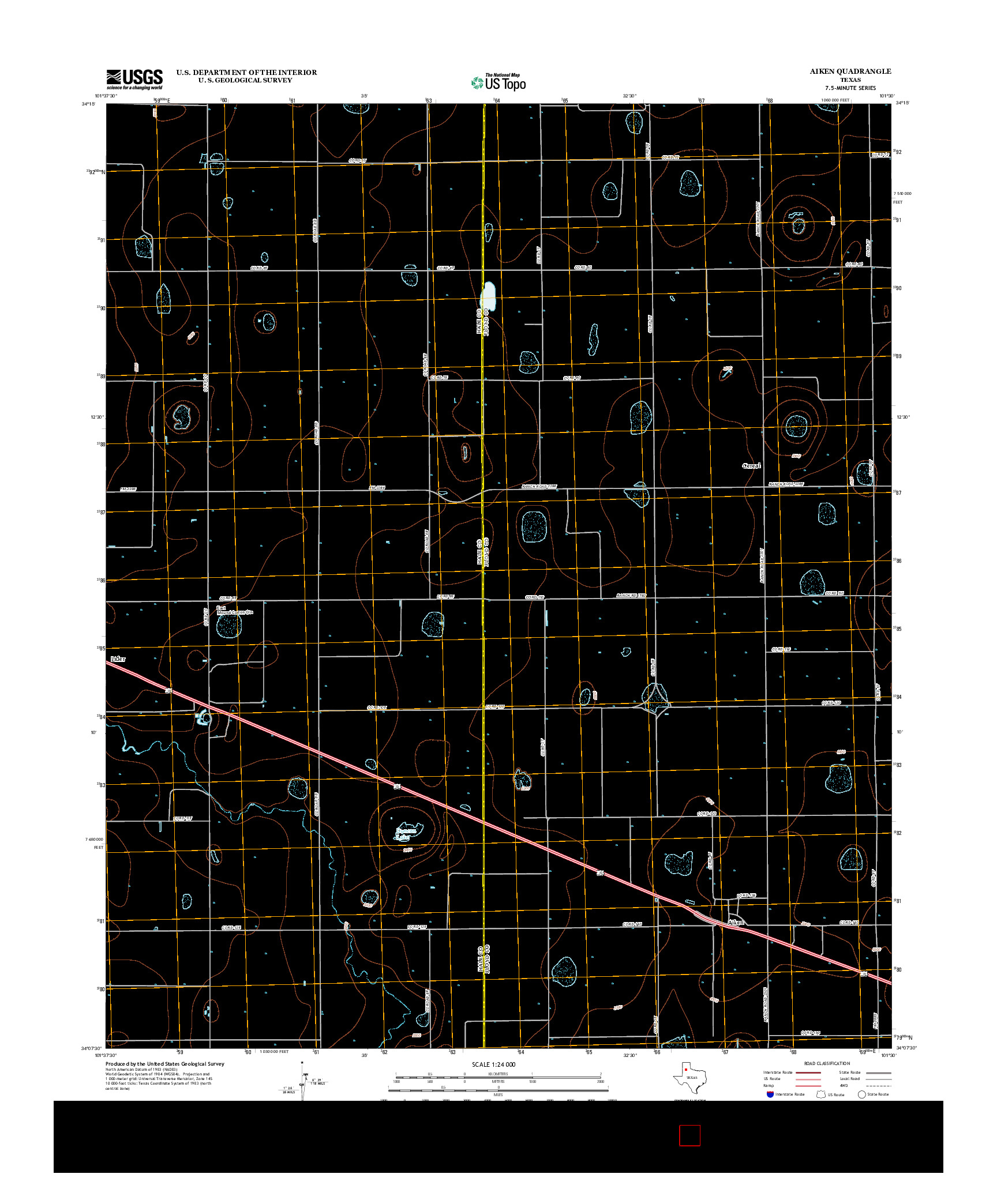 USGS US TOPO 7.5-MINUTE MAP FOR AIKEN, TX 2012