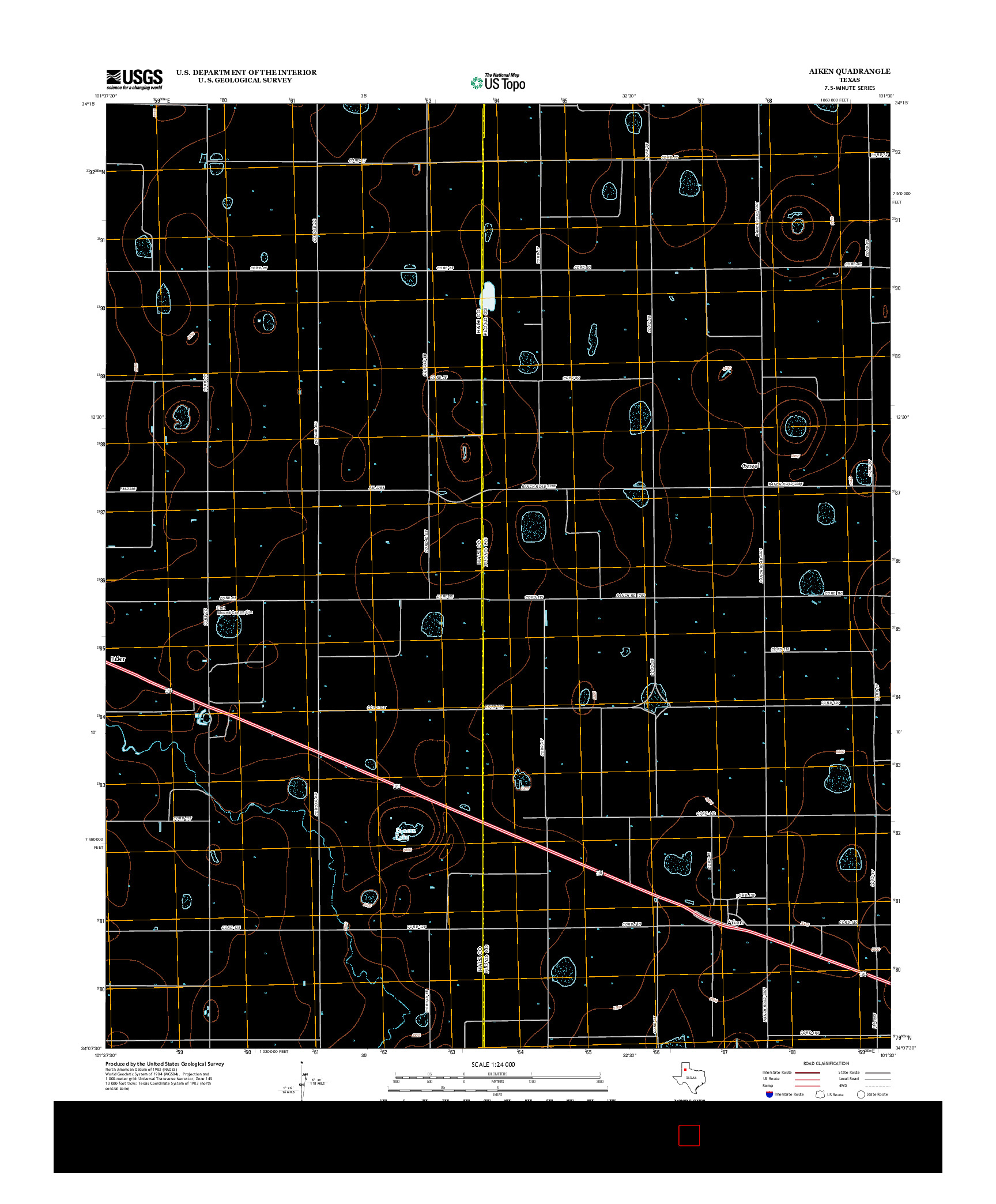 USGS US TOPO 7.5-MINUTE MAP FOR AIKEN, TX 2012