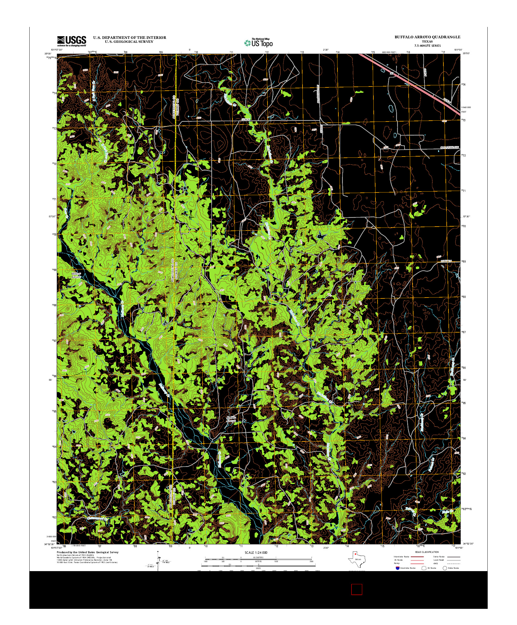 USGS US TOPO 7.5-MINUTE MAP FOR BUFFALO ARROYO, TX 2012