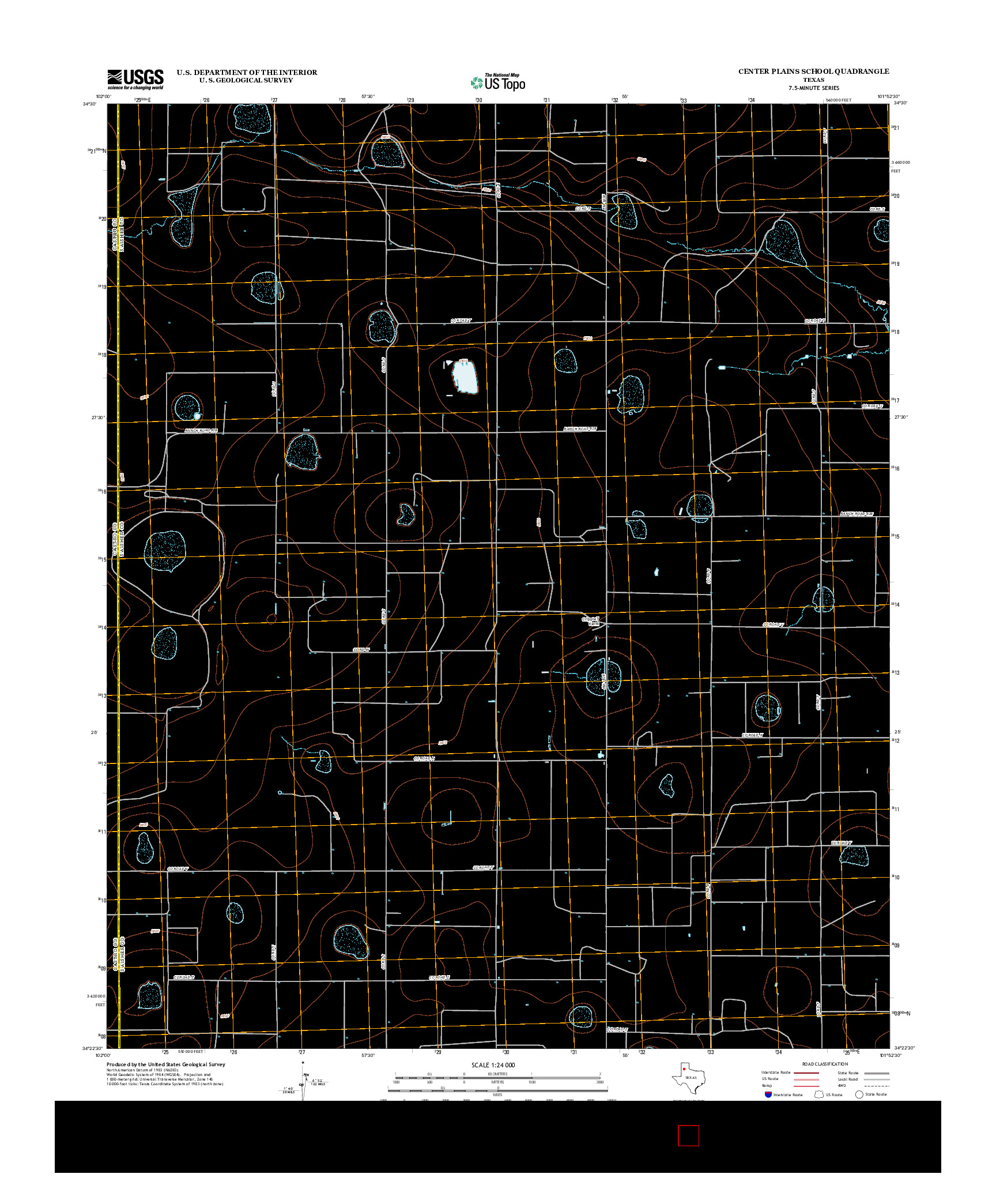 USGS US TOPO 7.5-MINUTE MAP FOR CENTER PLAINS SCHOOL, TX 2012
