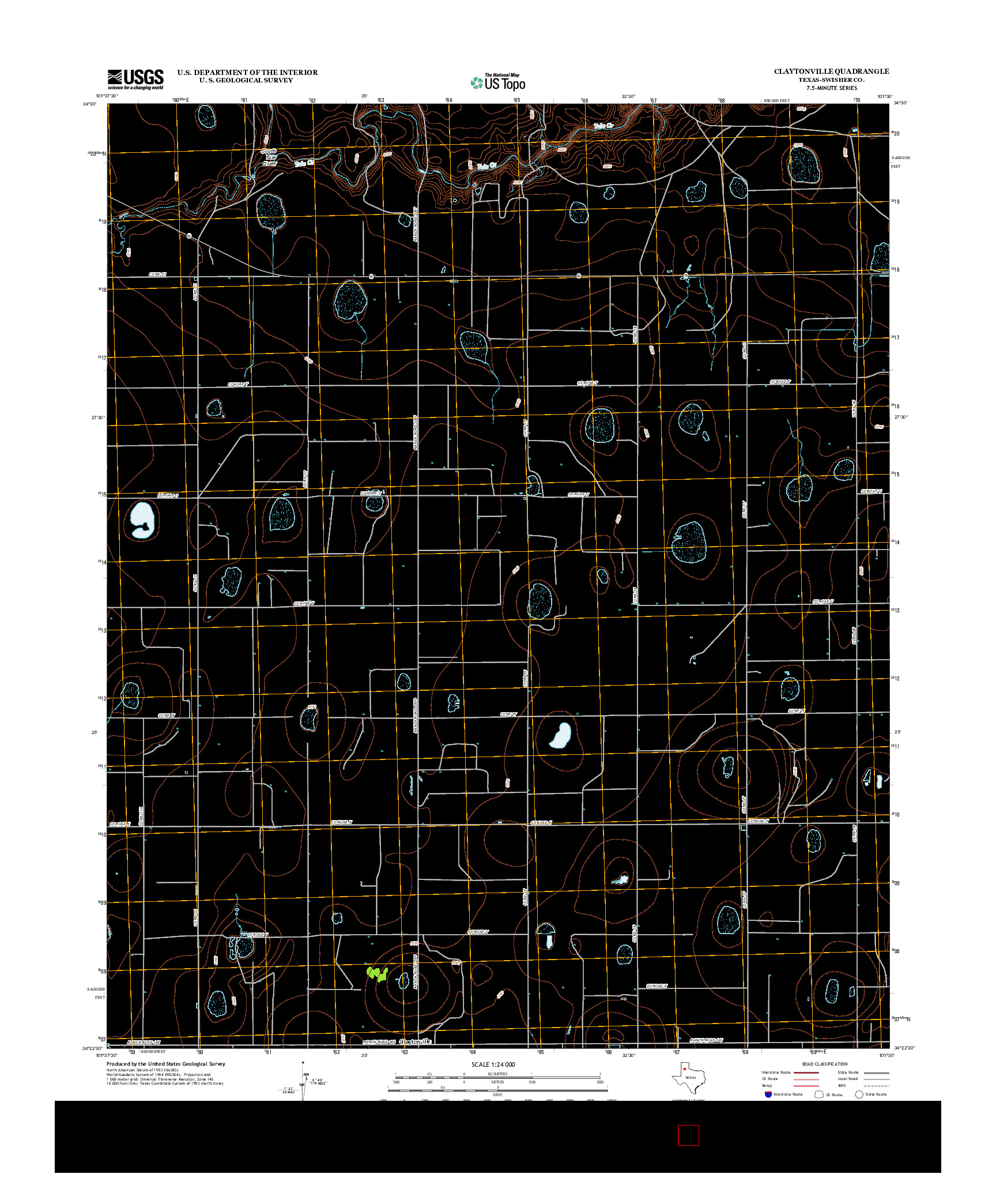 USGS US TOPO 7.5-MINUTE MAP FOR CLAYTONVILLE, TX 2012