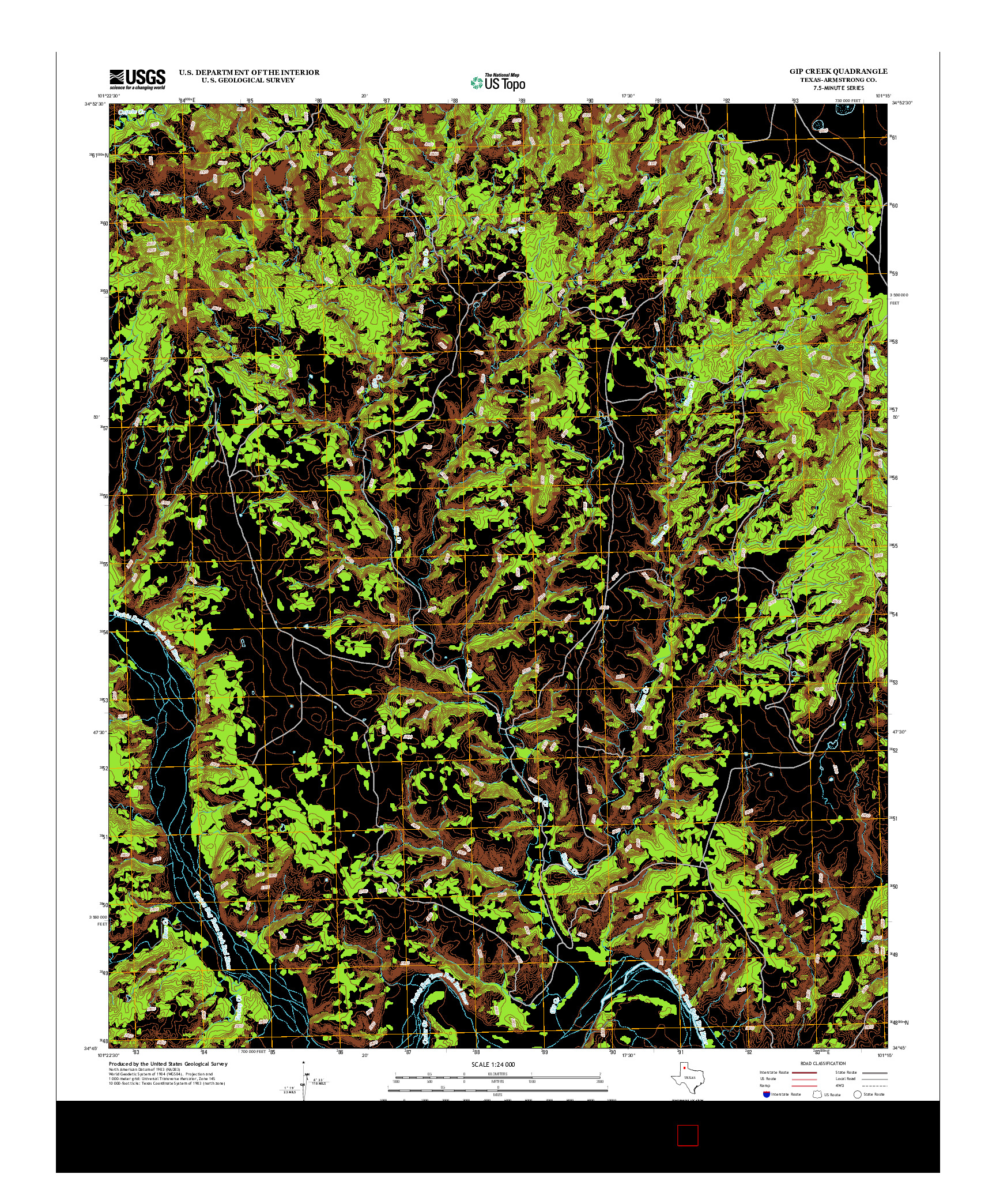USGS US TOPO 7.5-MINUTE MAP FOR GIP CREEK, TX 2012