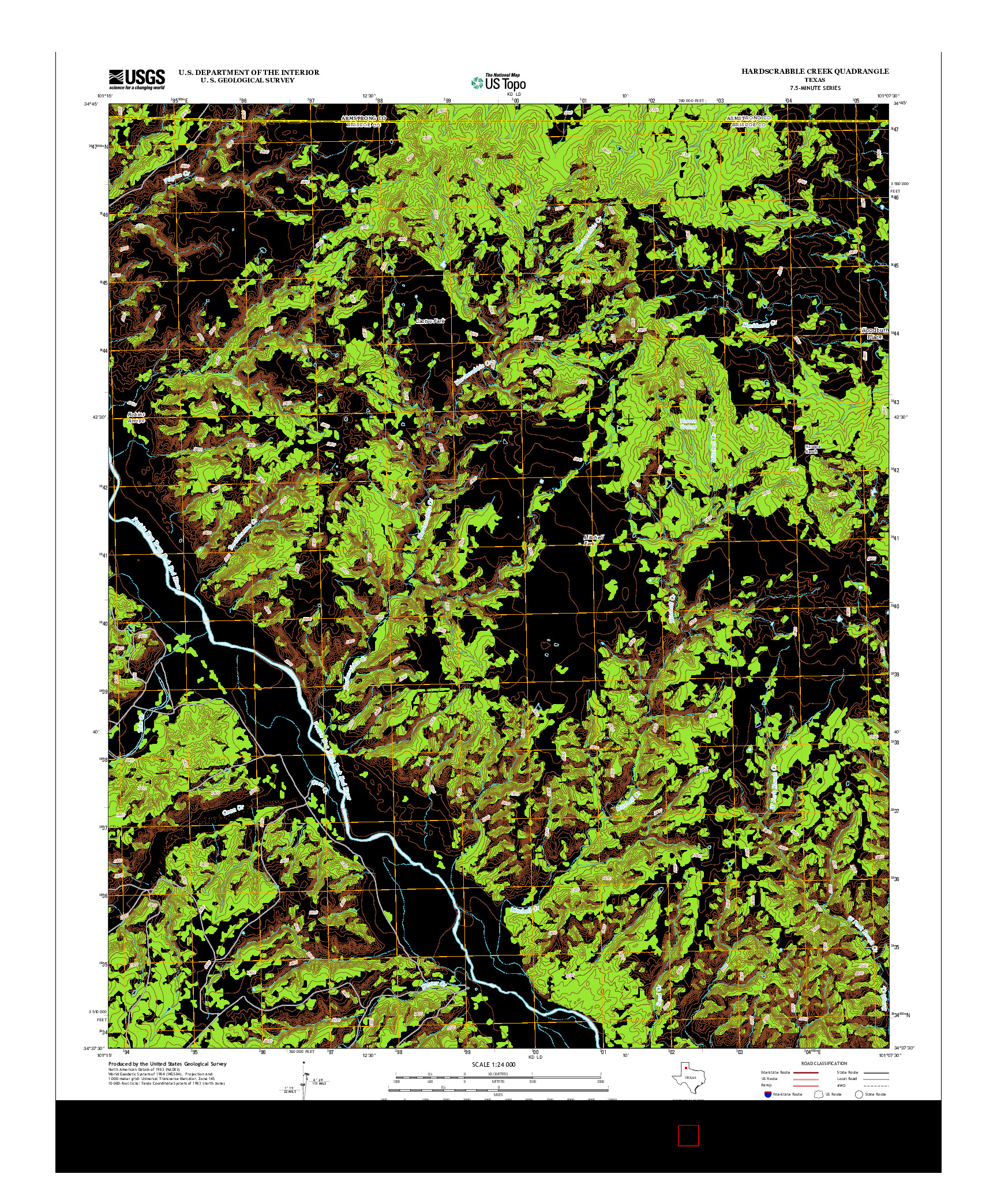 USGS US TOPO 7.5-MINUTE MAP FOR HARDSCRABBLE CREEK, TX 2012