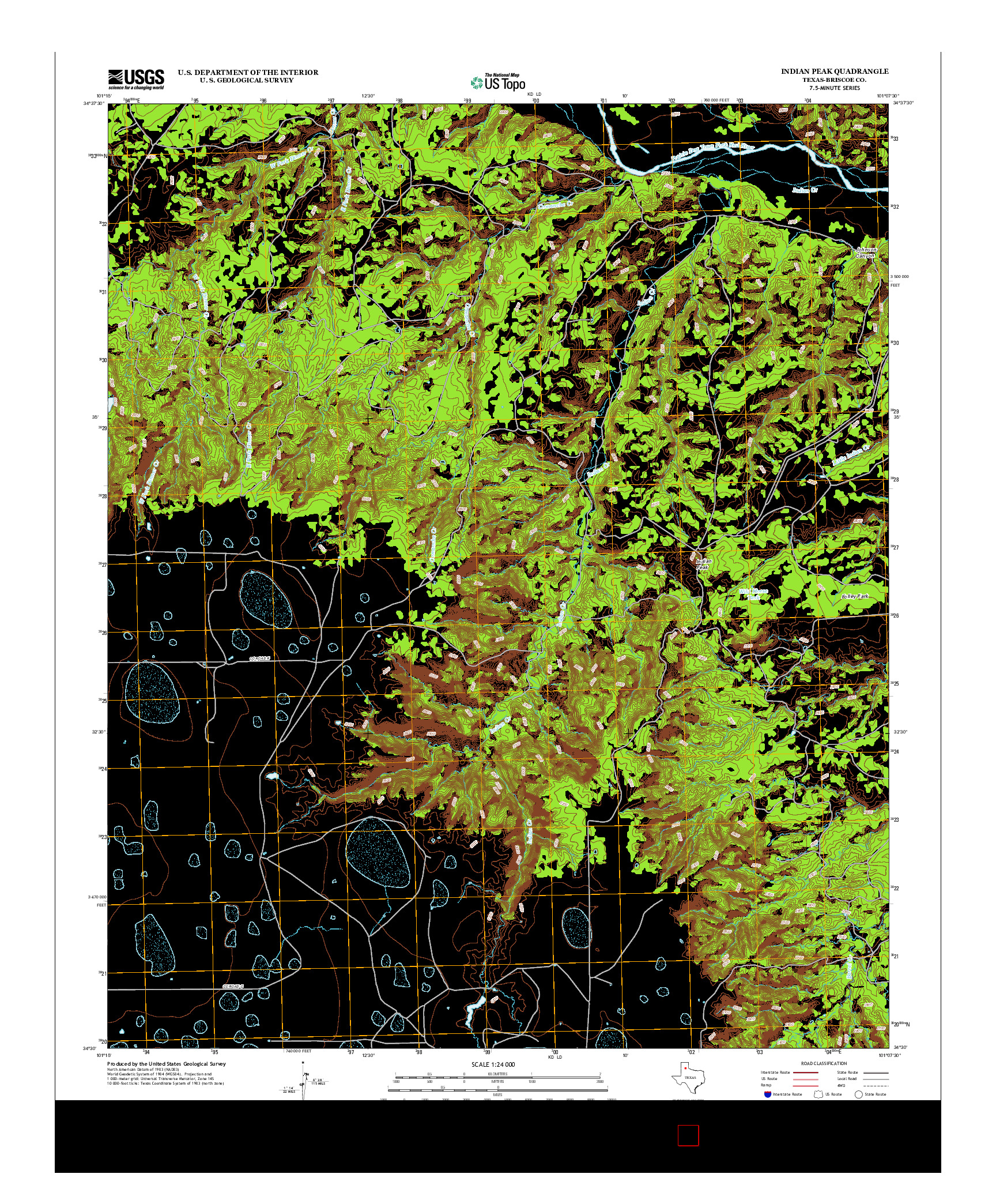 USGS US TOPO 7.5-MINUTE MAP FOR INDIAN PEAK, TX 2012