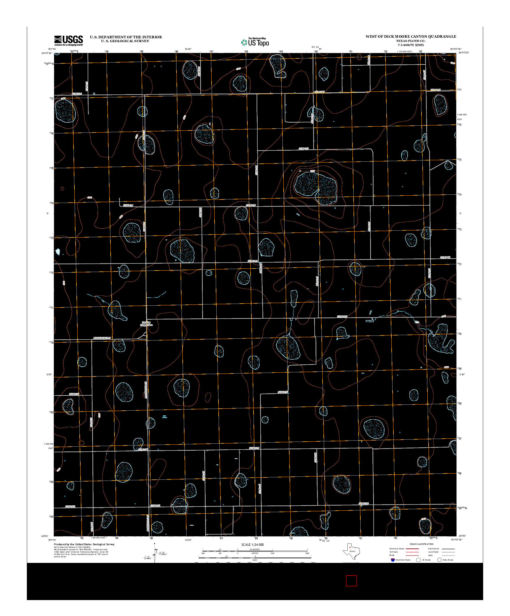 USGS US TOPO 7.5-MINUTE MAP FOR WEST OF DICK MOORE CANYON, TX 2012