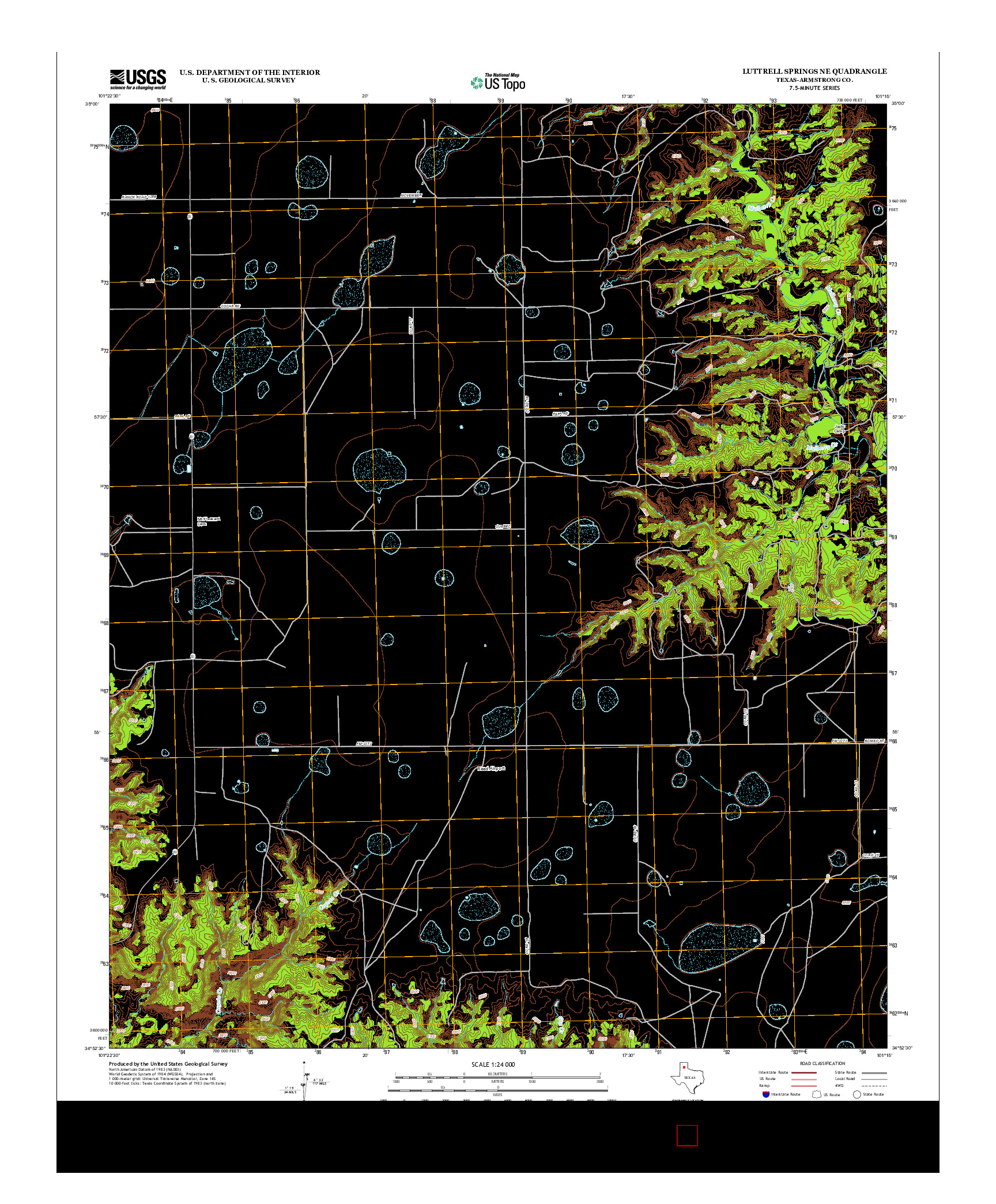 USGS US TOPO 7.5-MINUTE MAP FOR LUTTRELL SPRINGS NE, TX 2012