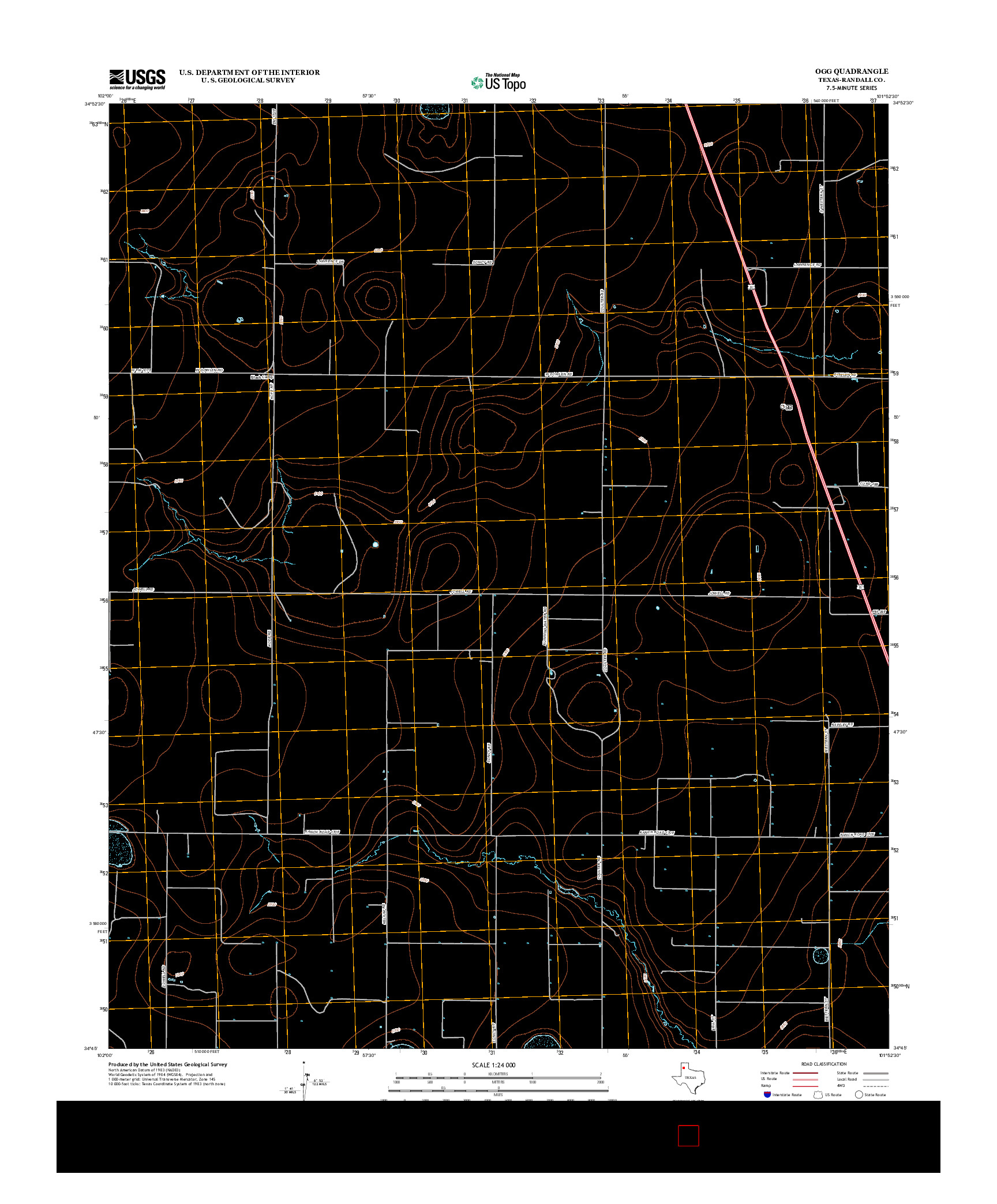 USGS US TOPO 7.5-MINUTE MAP FOR OGG, TX 2012