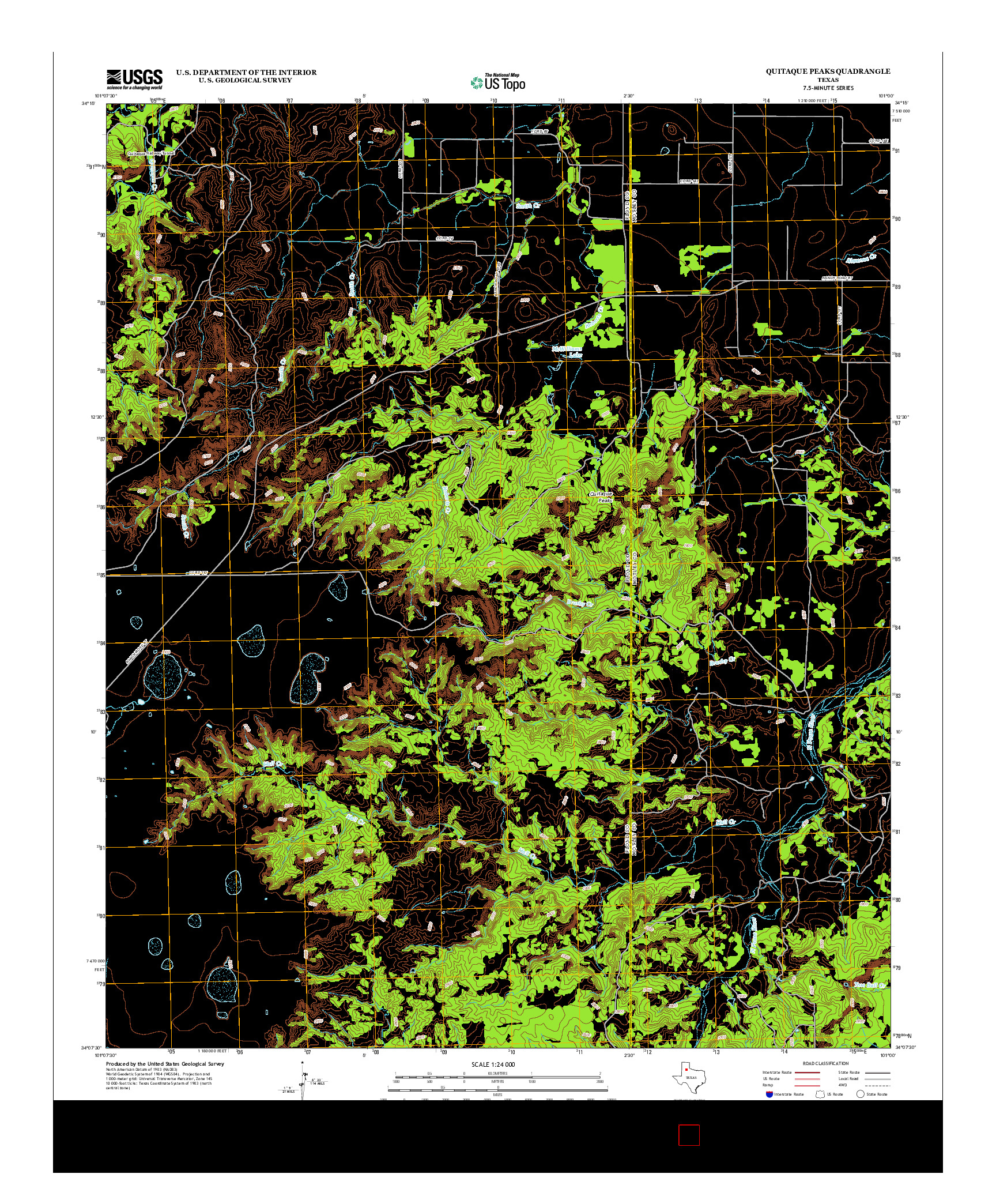 USGS US TOPO 7.5-MINUTE MAP FOR QUITAQUE PEAKS, TX 2012